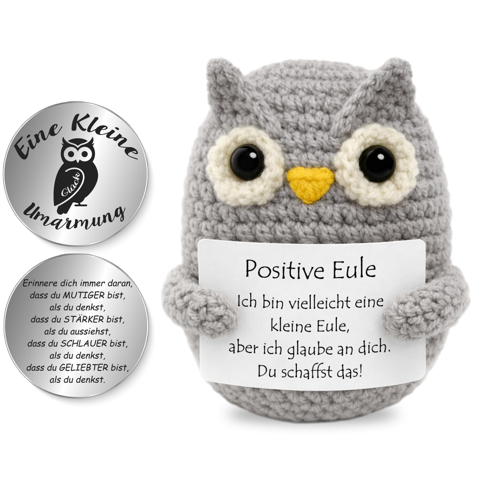 Tixlux Pocket Hug Fröhlicher Pinguin, Kreative Strickwolle Pinguin Dekofigur und Kleine Umarmung Glücksbringer, MutmacherGeschenk, Gute Besserung Geschenk, Weihnachten