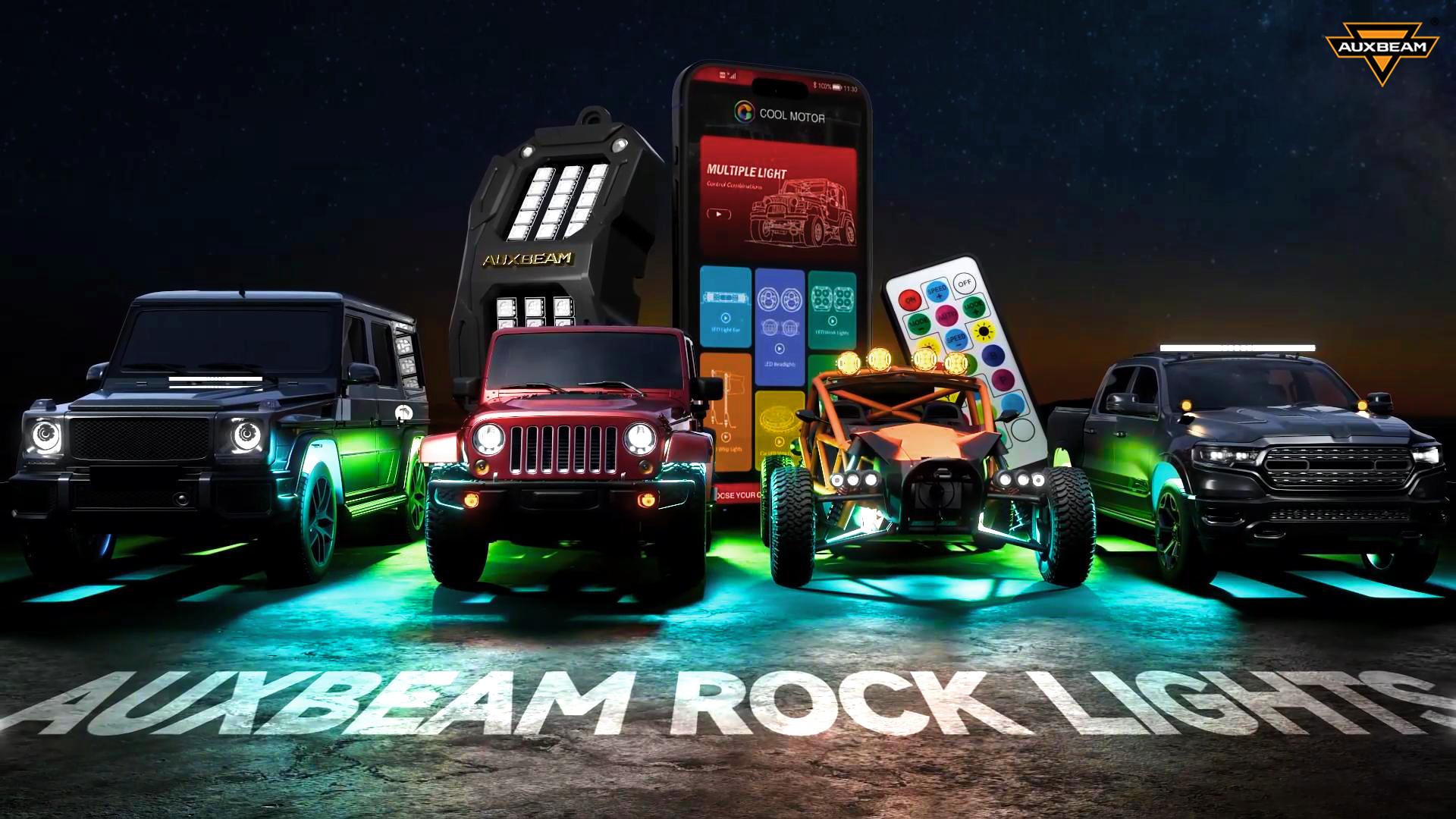 Amazon.com: Auxbeam 8 Pods RGB LED Rock Lights w/Brake Mode
