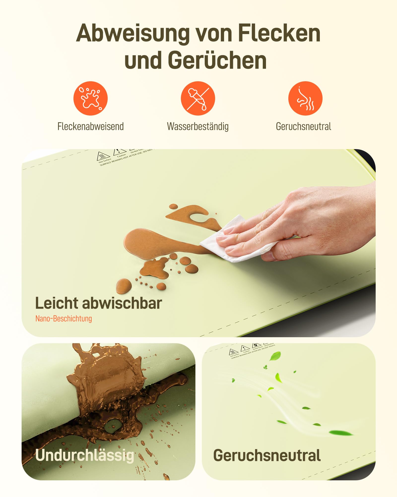 Warmhalteplatte Elektrisch - Faltbare Speisenwärmer 40-110℃ Einstellbare, Schnelle Heizung in 5S, 15mm Verbrühungsschutz, für Speisen Warm Halten, für Auftauen Buffet Server Party, Grün