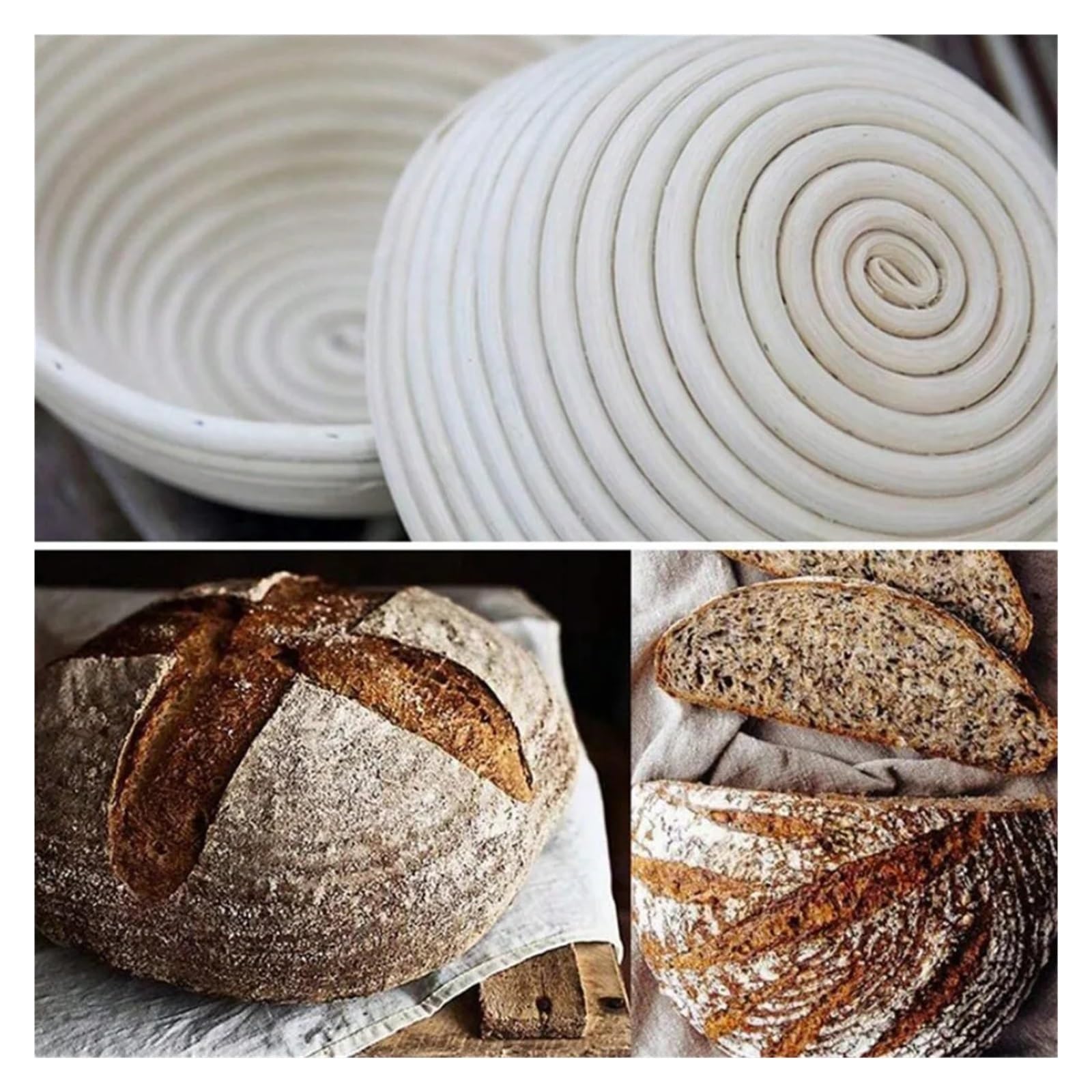 Cesta de fermentación pan, masa ovalada con núcleo ratán, agria usada(Round 22X8.5)