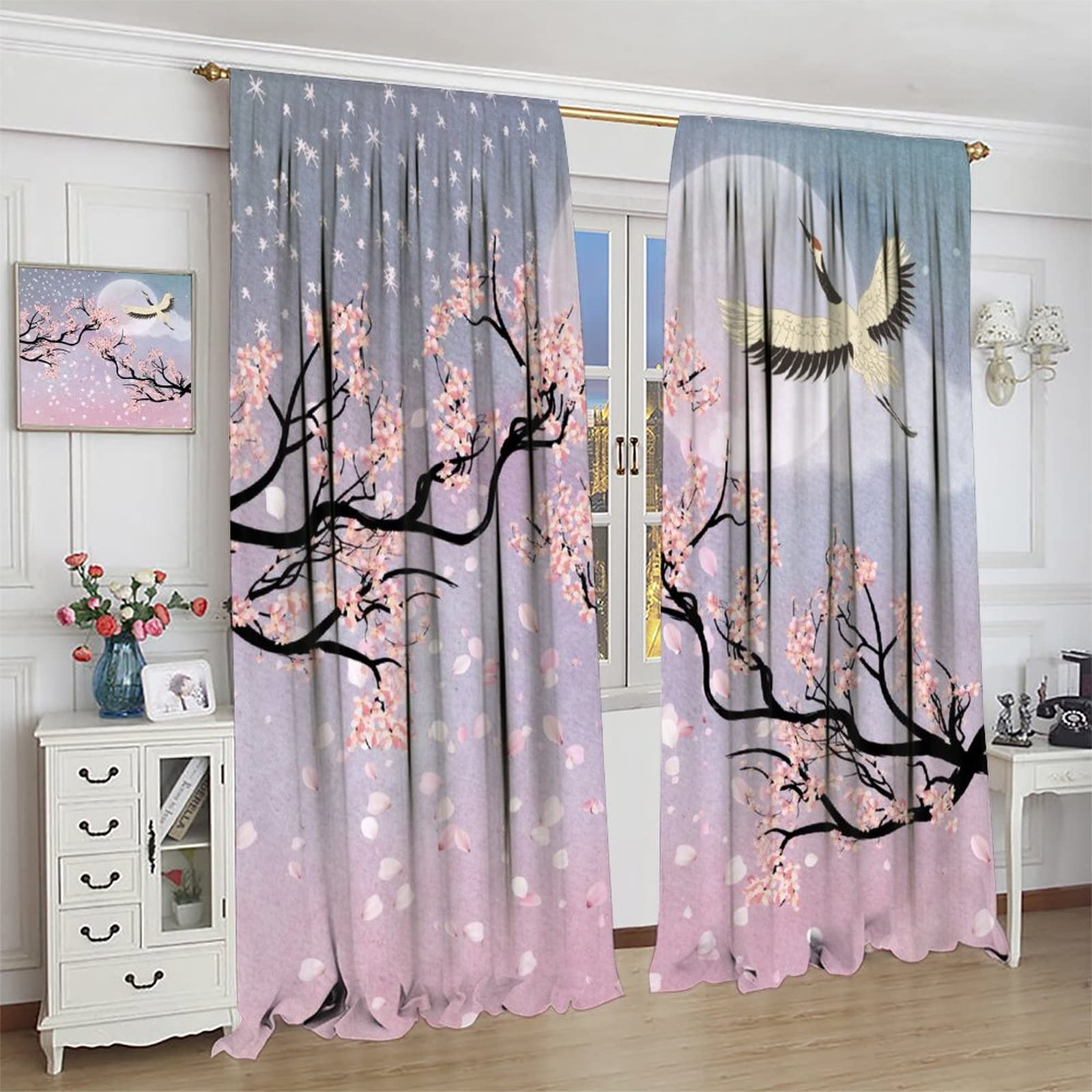 Cherry Blossom Curtains Designart "Pink Blushing Cherry Blossom" Tree