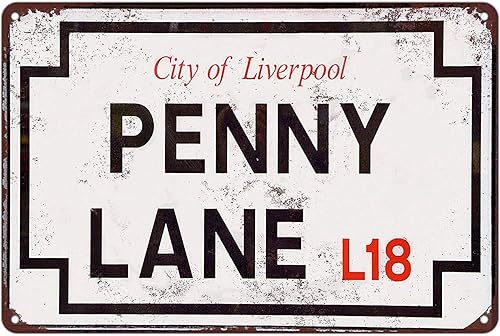 KENSILO Penny Lane Street Sign - Letreros de metal de reproducción vintage para bar, club, decoración de pared, 8 x 12 pulgadas
