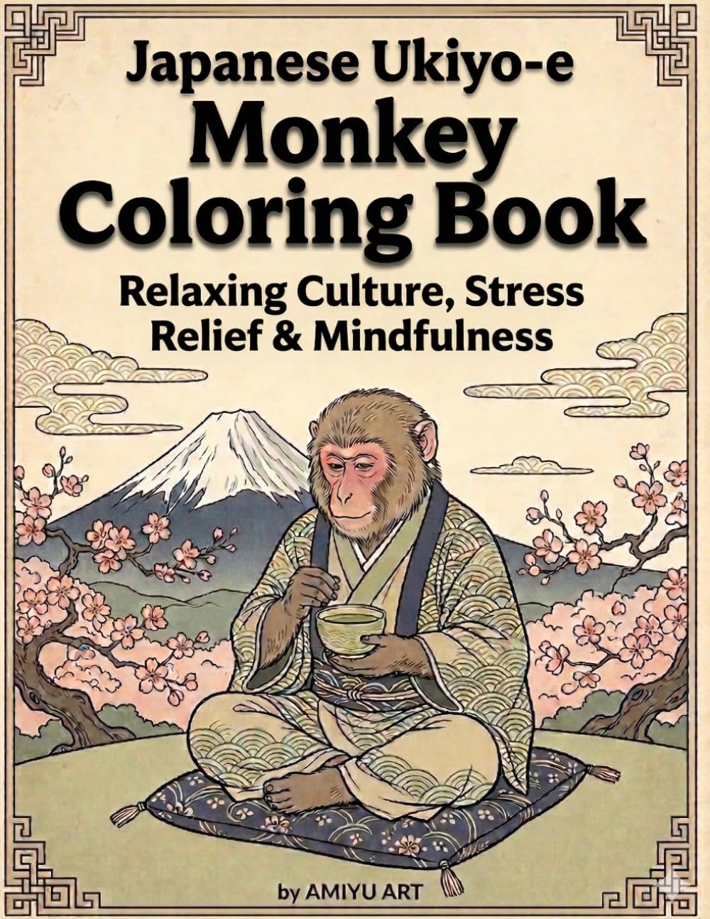Japanese Ukiyo-e Monkey Coloring Book: Relaxing Culture, Stress Relief & Mindfulness Art