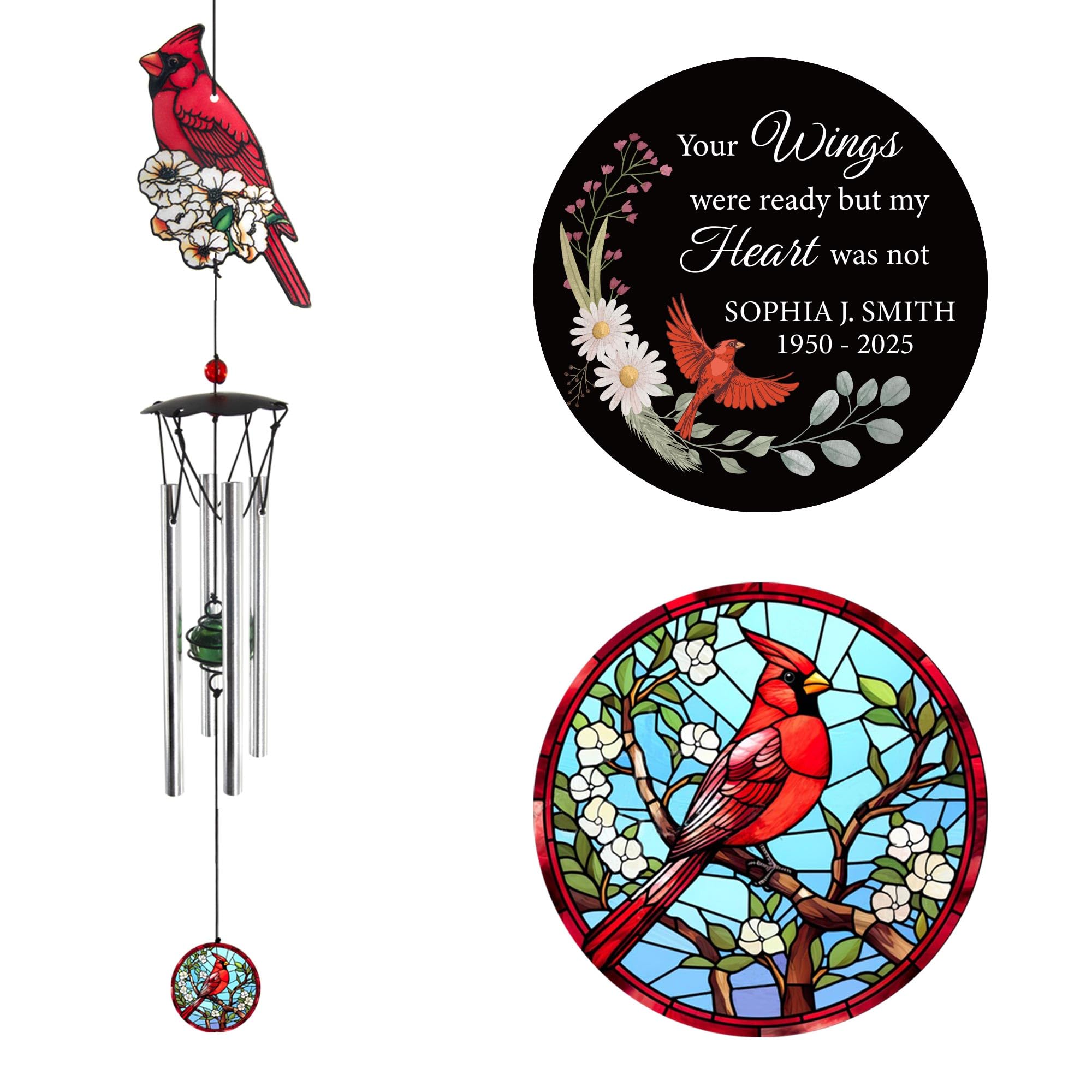 ASTARIN Cardinal 24 in Personalized Wind Chimes, Memorial Gifts for Loss of Loved One Mother Dad, Grief Gifts for Women, Condolences Gift for Funeral, Patio Garden Decoration