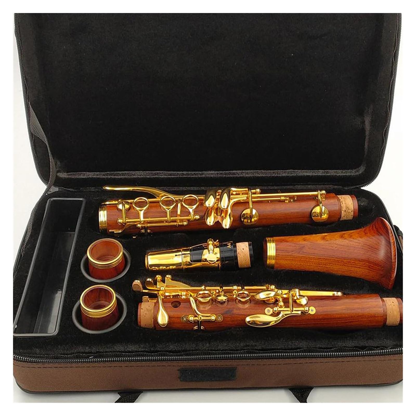 Clarinete Profesional Clarinete Profesional De Madera Roja Tono Bb Instrumento De Clarinete De 17 Teclas Chapado En Oro Con Accesorios