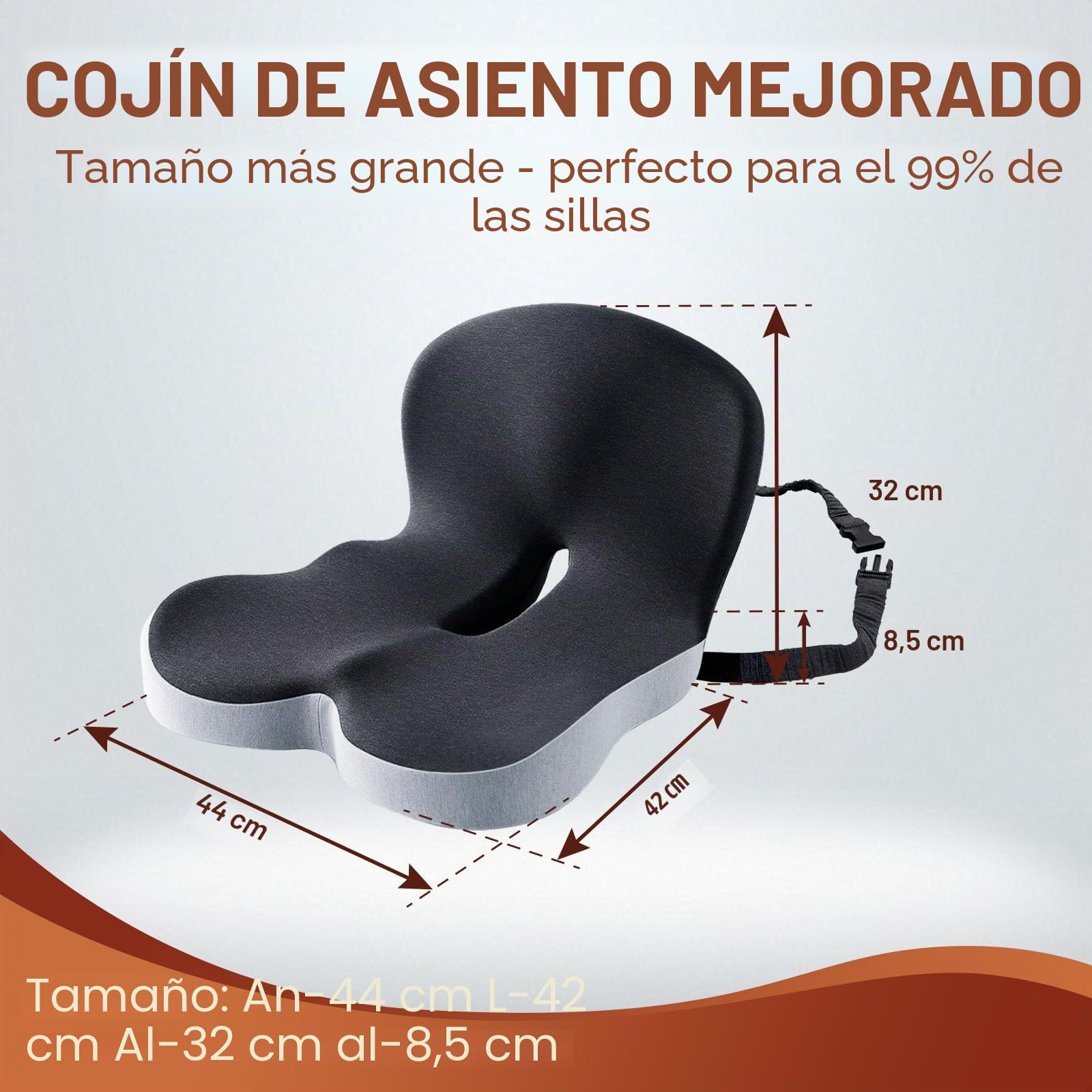 Cojín de asiento para conductores de camiones, cojín de asiento de espuma viscoelástica con cinturón ajustable - Respaldo ergonómico para la espalda y el glúteo para mayor comodidad en viajes