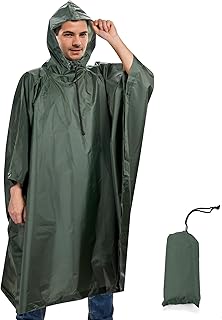 Rain Poncho Waterproof Rain Cape with Hood Multifunctional Raincoat Reusable Rain Clothing Foldable Ripstop Women Men for Hiking Hunting Camping Fishing Daily Use, Einheitsgröße