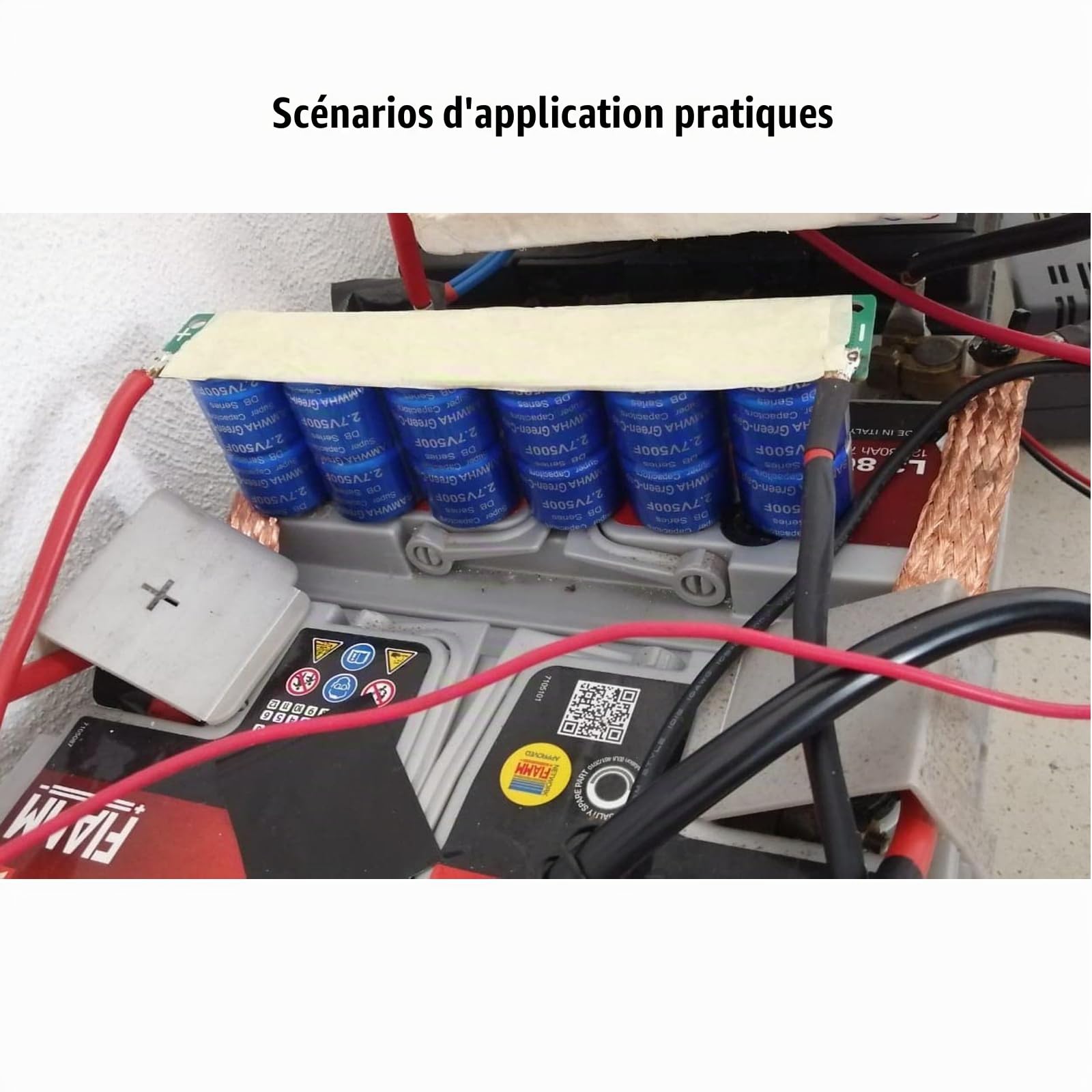Condensateur Super Farad, 6 pièces/Ensemble Super condensateur 83F, Condensateur Faible ESR, avec Plaque de Protection, adapté au démarrage de Voiture et à l'énergie éolienne Solaire