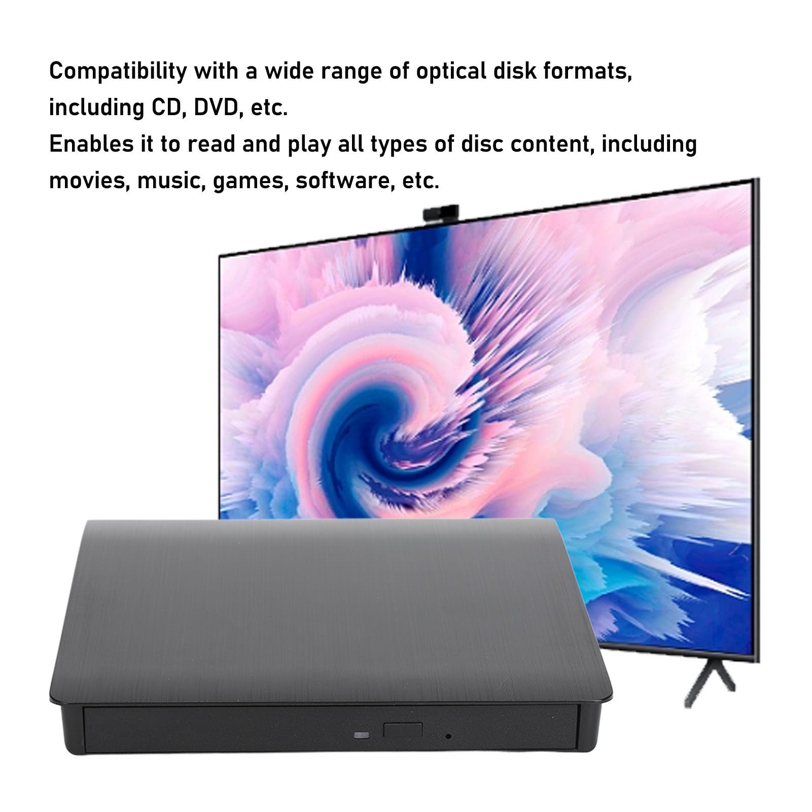 unità Dvd Esterna, Masterizzatore Dvd Sottile USB 3.0 Lettore Dvd Portatile unità Disco Esterna Compatibile con CD Dvd Laptop PC Desktop Film Giochi Musicali, Plug And Play
