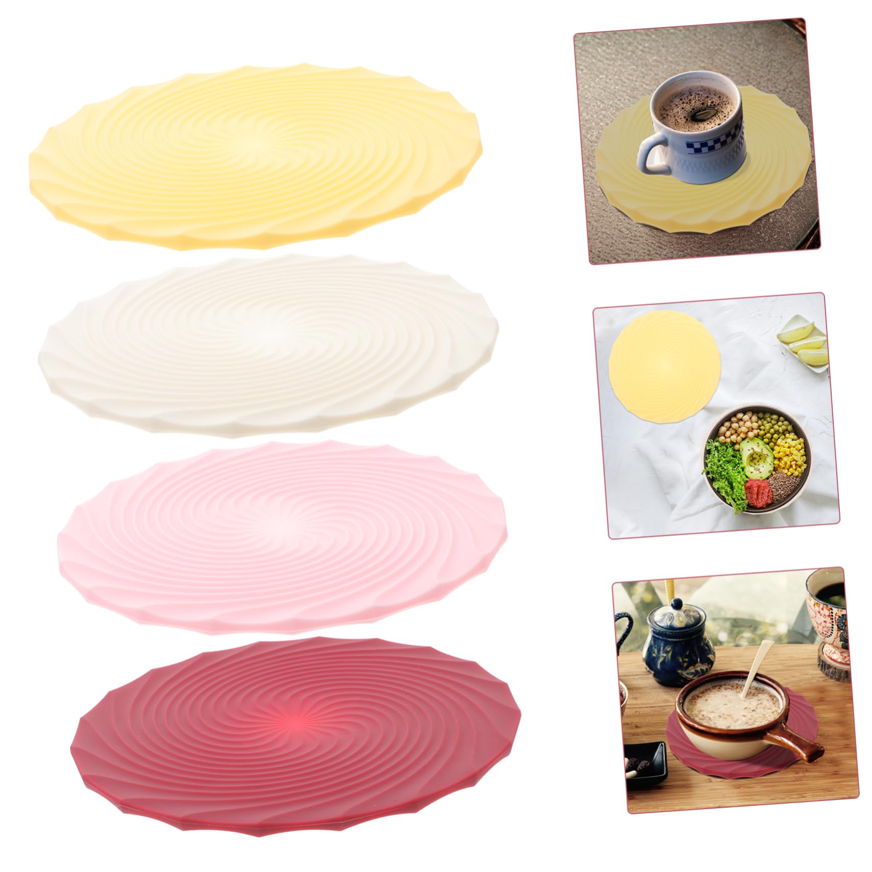 IMIKEYA Silicone Pot Holder Soup Bowl Holder Set Decorative Coasters Non-Slip Table Mat Heat-Resistant Kitchen Mat