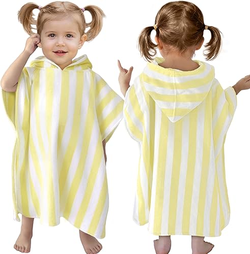 Miniatura 41 de VOOVA & MOVAS Toallas de baño con capucha para niños pequeños (2-6 años, 24 x 48 pulgadas), poncho de algodón para piscina, perfecto para nadar