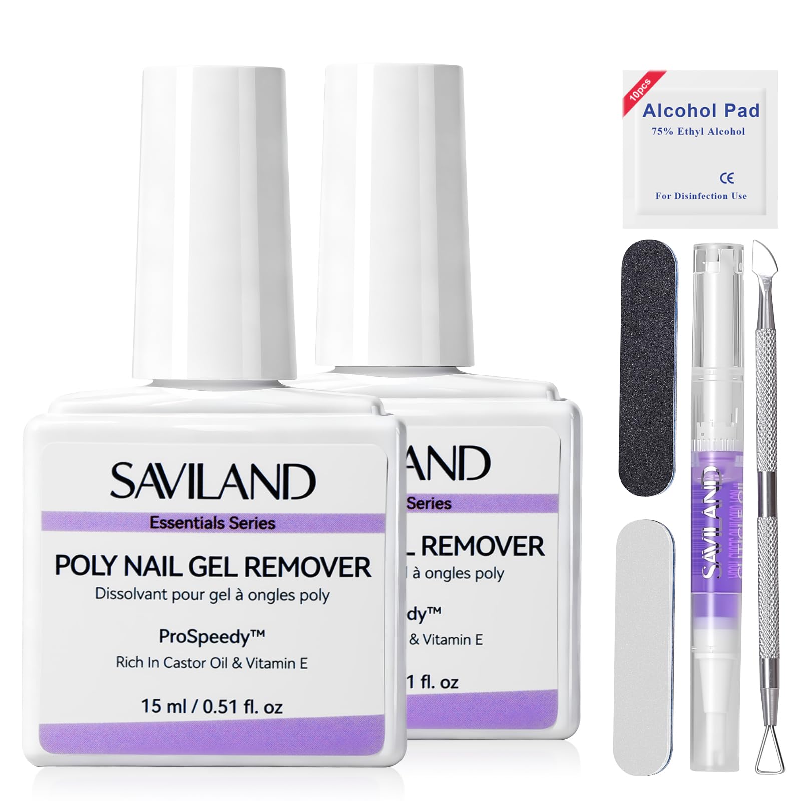 SAVILAND Poly Gel Nail Remover Kit: 2PCS Fast Gel Remover for Nails