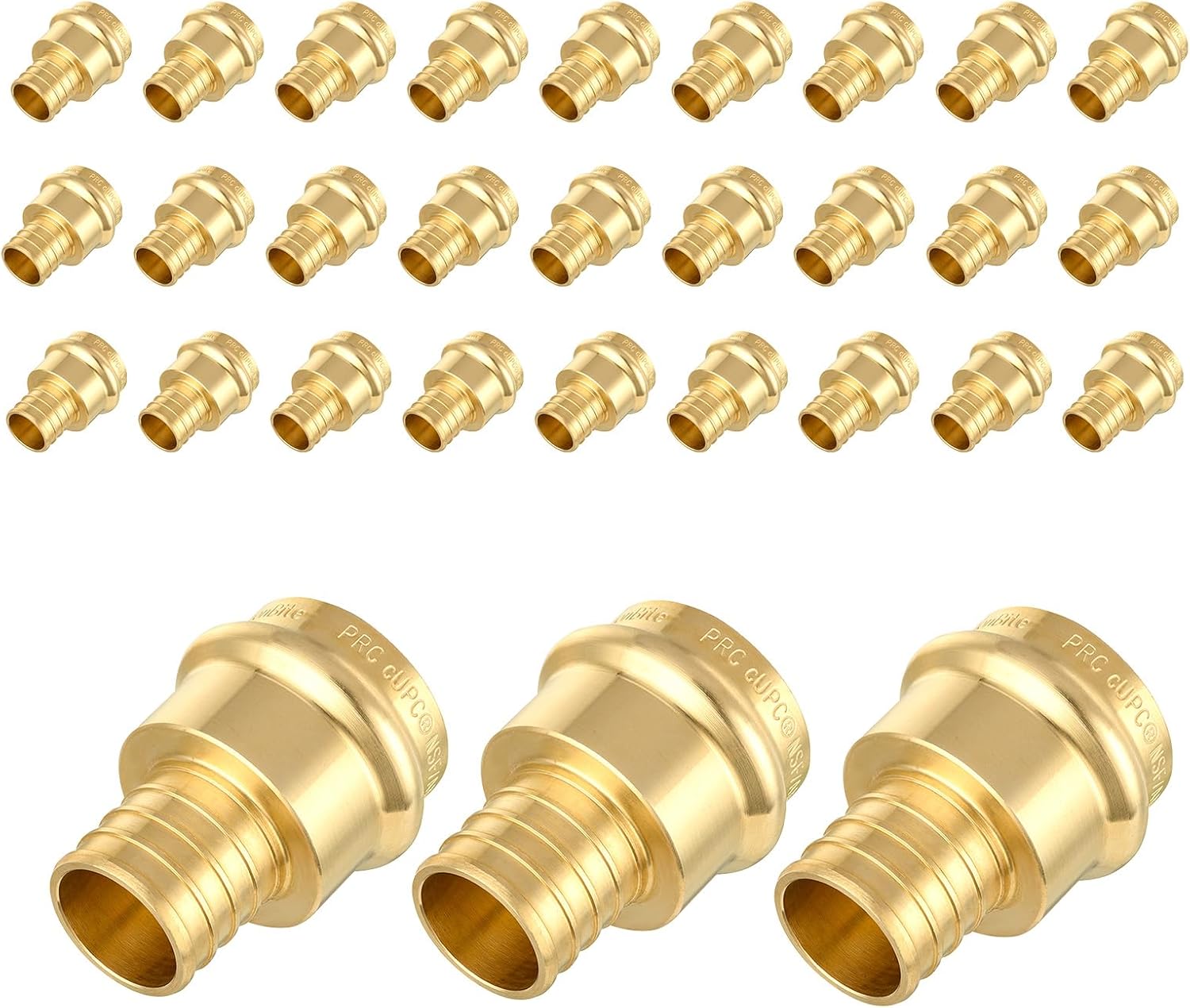 5-Pack HeSun Copper Press Fitting Adapter, 3/4" PRESS X 1" PEX F1807 Crimp Coupling, LF Brass