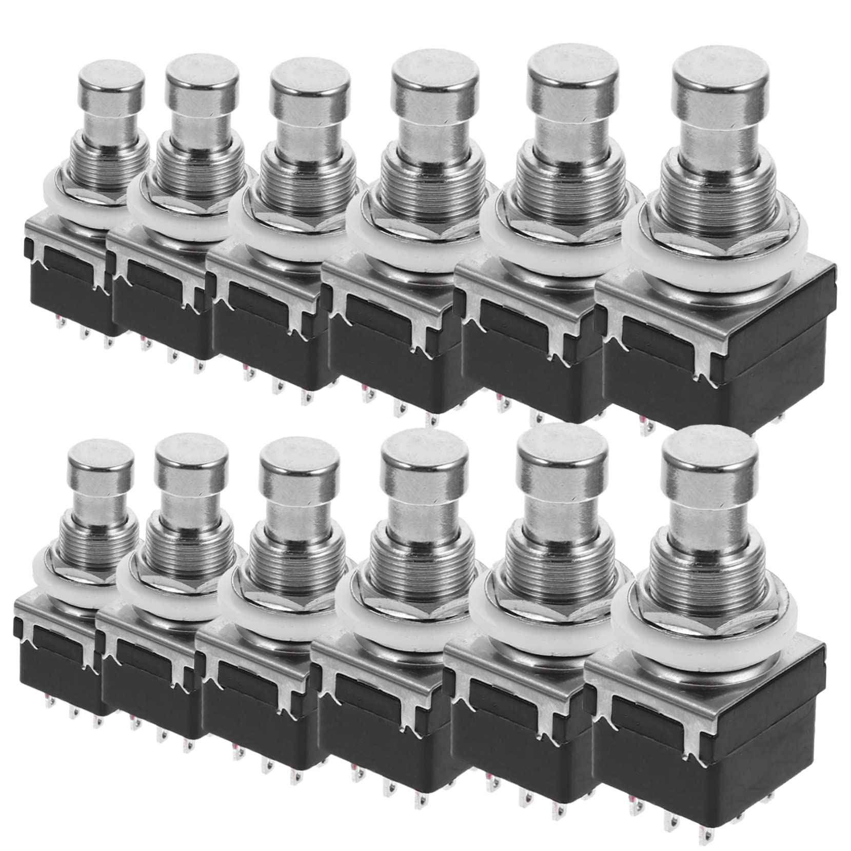 Abaodam 12 Botones de Efectos para Guitarra, Metal Negro, 3dpt, Repuesto para Pedal, 12 Piezas, para Amplificador y Guitarra Eléctrica | Negro, para Guitarra, Recambio de Pedal Interruptor de Pie, Fácil de Llevar