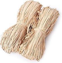 HSTECH Natural Raffia Paper Ribbon, Raffia Straw Perfect for Crafts Straw Weaving or Bouquets Decoration, Christmas，Birthday Rafia Grass Gift Wrap Ribbon 2 Pcs