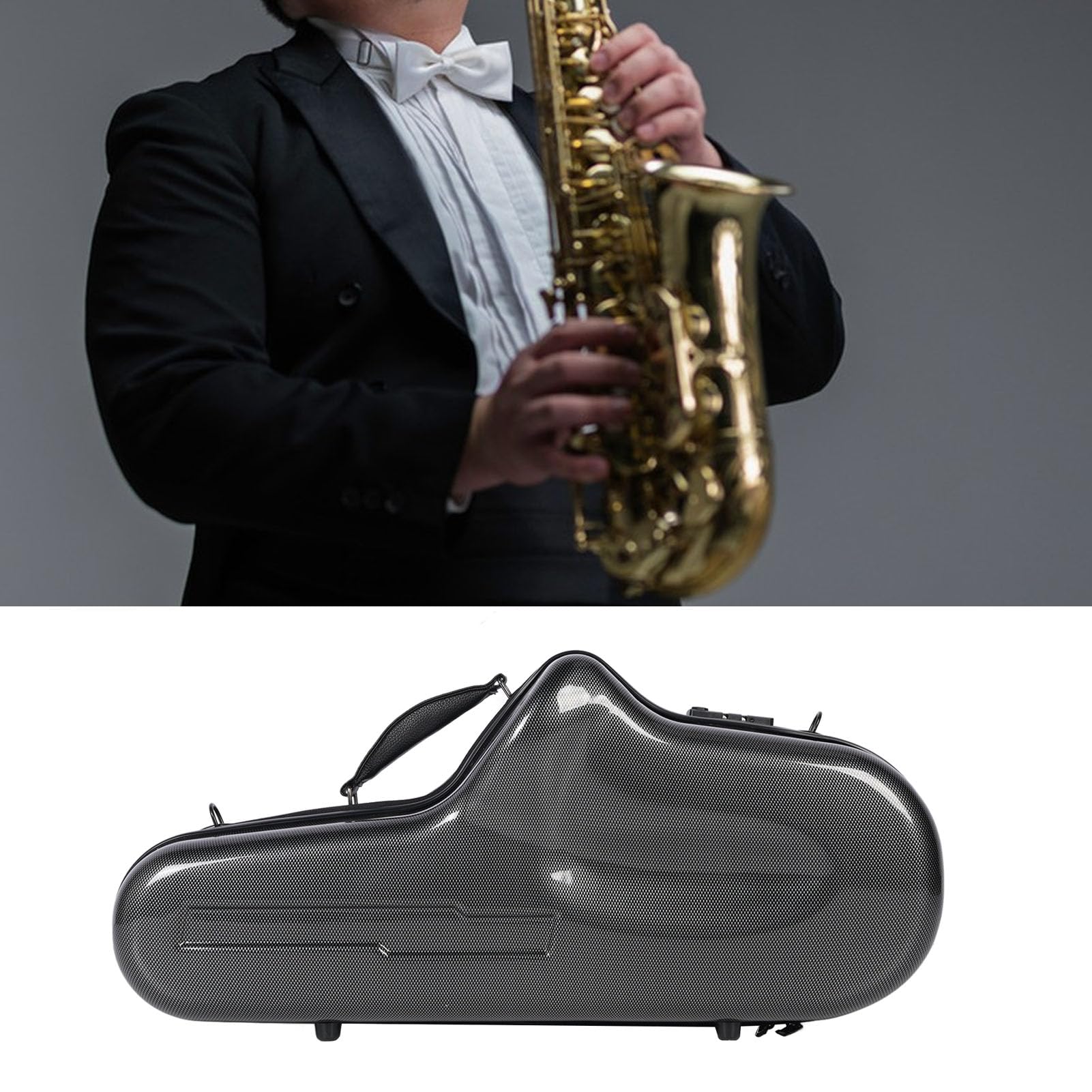EB Alto -Saxophon -Gehäuse, Plüsch -Innenraum -tragbares Saxophon Harttransporter mit Kombination, Abnehmbarer Schultergurt, Leichtes Gehäuse für Musikinstrumente