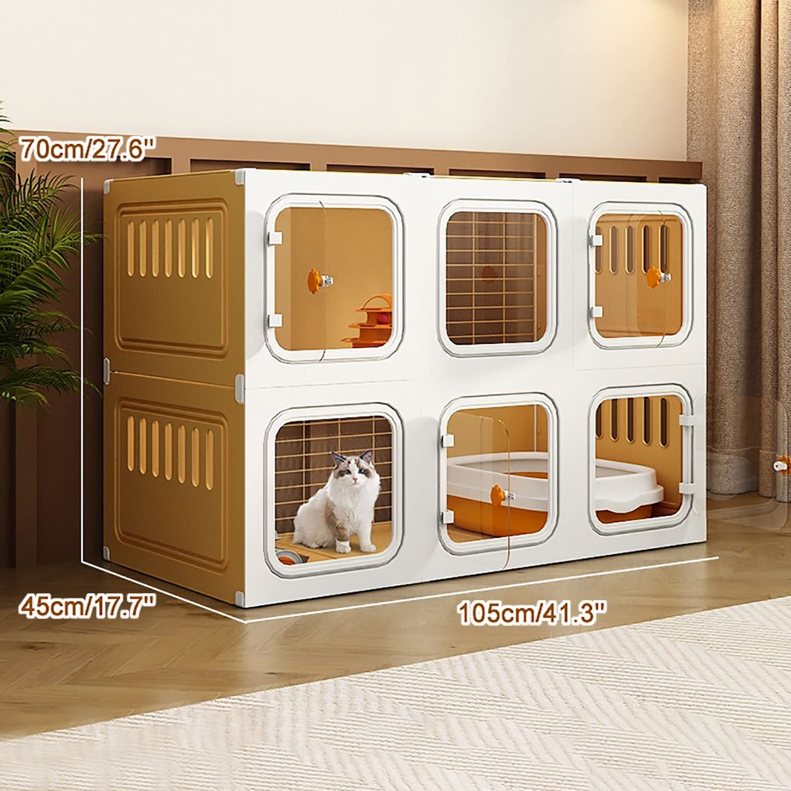 Gabbia per Gatti da Interno, Gabbie per Gatti, recinti per Gatti da Esterno, Gabbia per Piccoli Animali, mobiletto per Gatti Semi-Chiuso Staccabile, Grande Spazio per Esercizi Ideale per 2-3