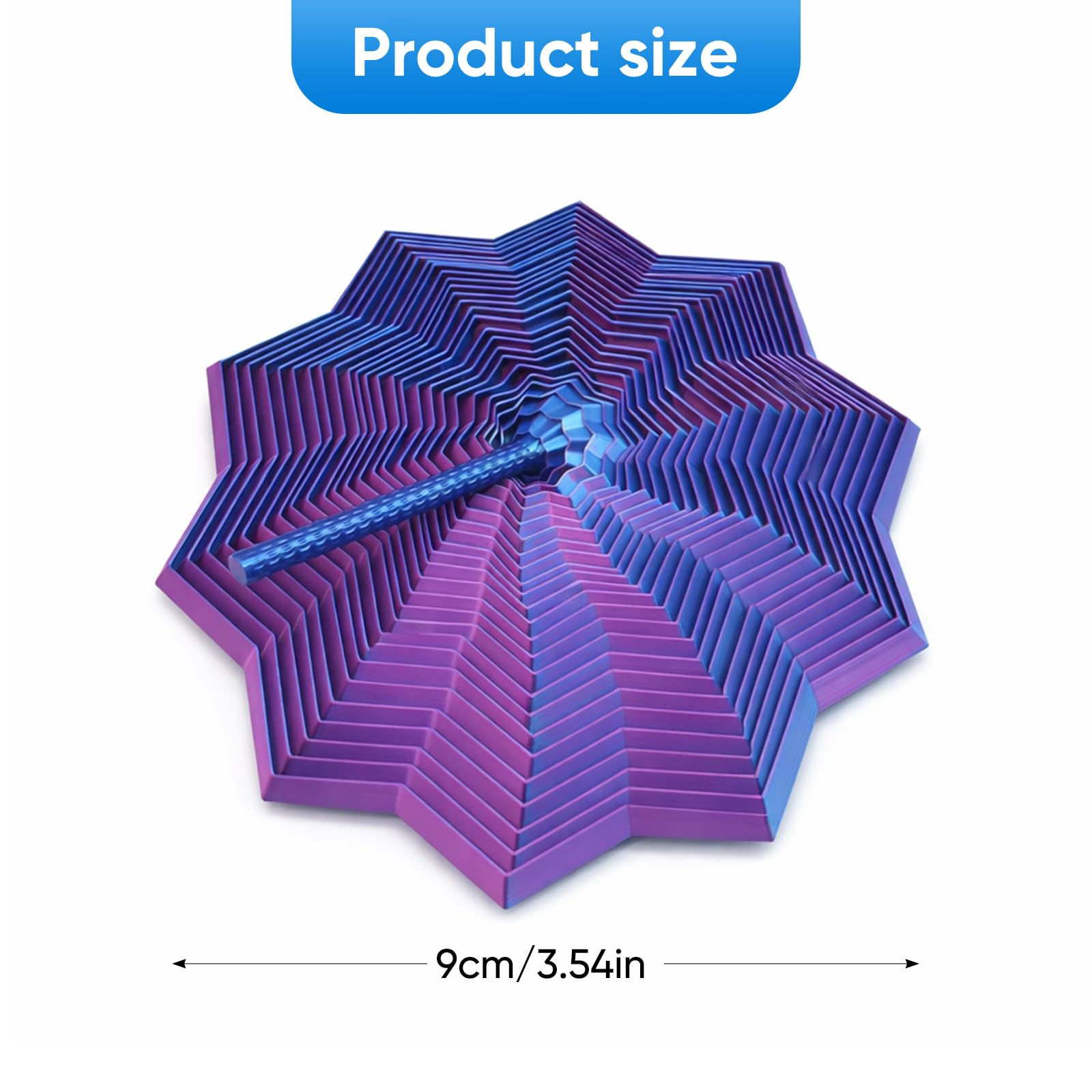 3d Printed Expanded Sensory Fidget Star, 9cm Spiral Honeycomb Hexagon Stress Relief Fidget Toy with Handle, Push Play Spinner - Image 3