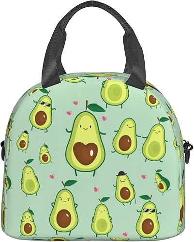 Miniatura 9 de SUNUAN Lonchera de aguacate reutilizable, aislada, lonchera grande, bolsa de refrigeración con correa de hombro ajustable para el trabajo, picnic,