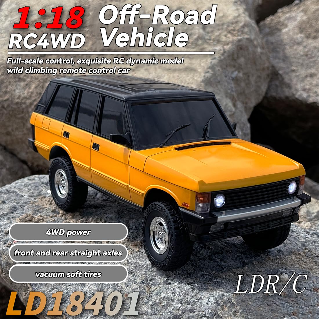 Skala 1/18 2,4 G 3CH 4WD Off-Road RC Model samochodu z rozkładanymi reflektorami, model pilota terenowego dla dorosłych, prezent dla chłopców (wersja RTR)