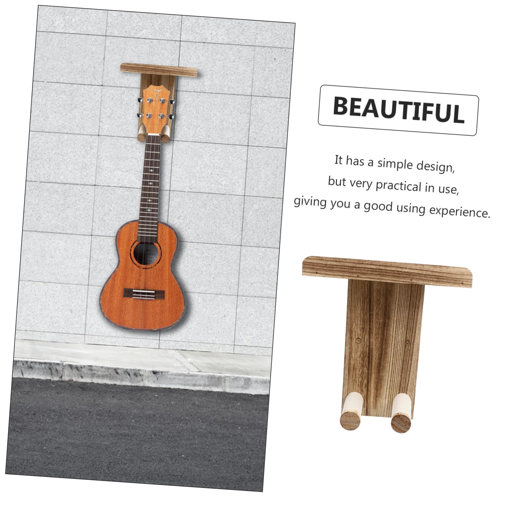 Gancio per Chitarra in Legno 2 Pezzi Supporto a Parete | Chitarra e Mandolino, per Casa e Piccolo Appartamento, Facile da Rimuovere, Salvaspazio