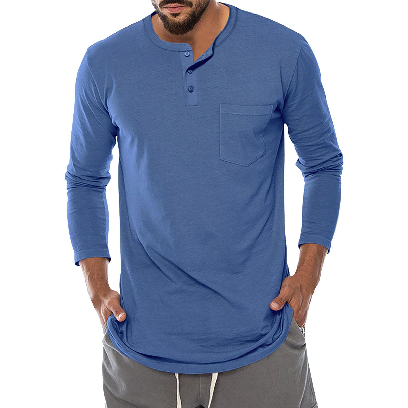 Mens Waffle Henley Shirts Casual Raglan Long Sleeve Button Tops Collarless Retro Distressed Classic Lightweight Fashion Tee