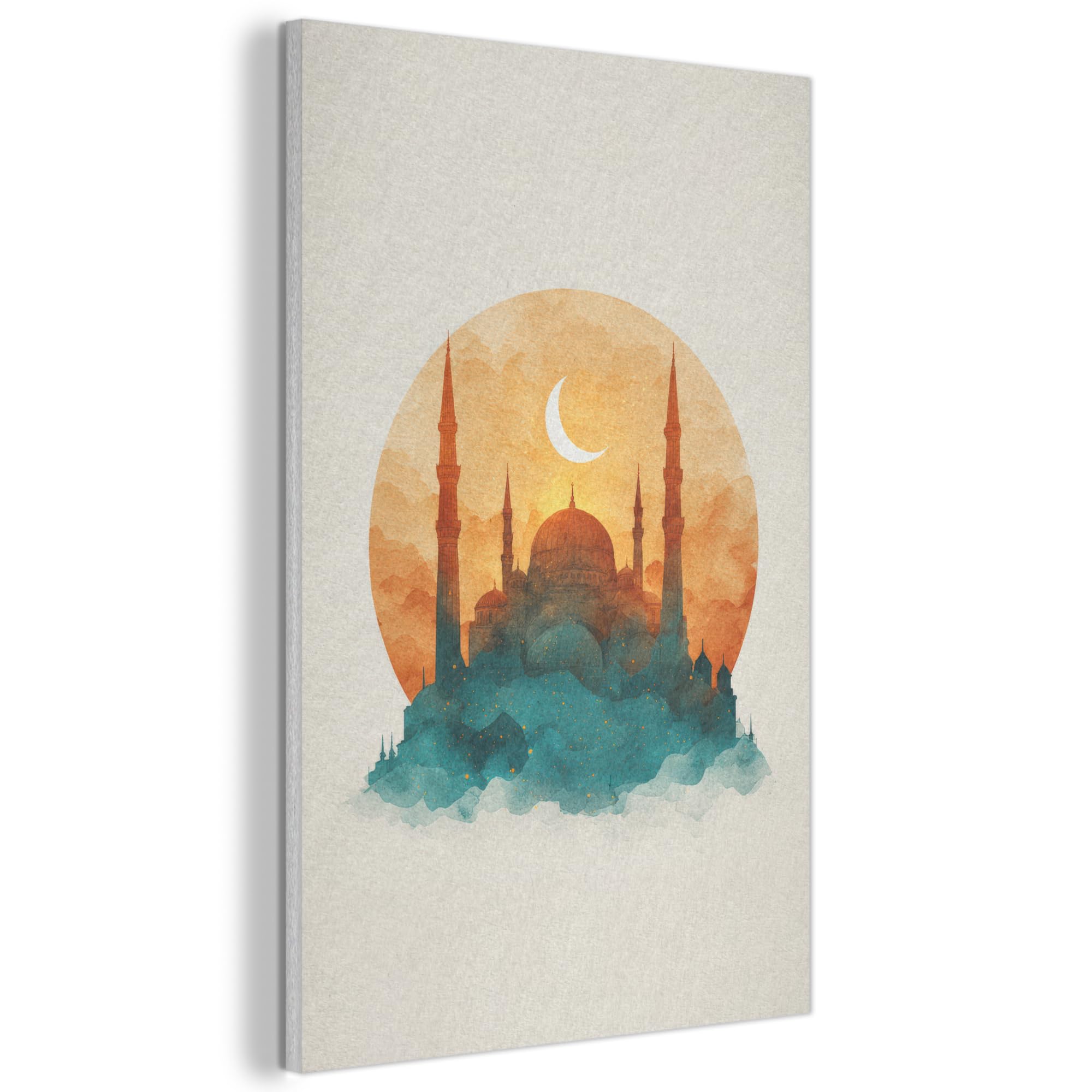MuchoWow© Felt Panel 60x90 cm Room Style Piece Wallfillers Visual Display Decoration Wall Art Mosque - Circle - Dome - Orange