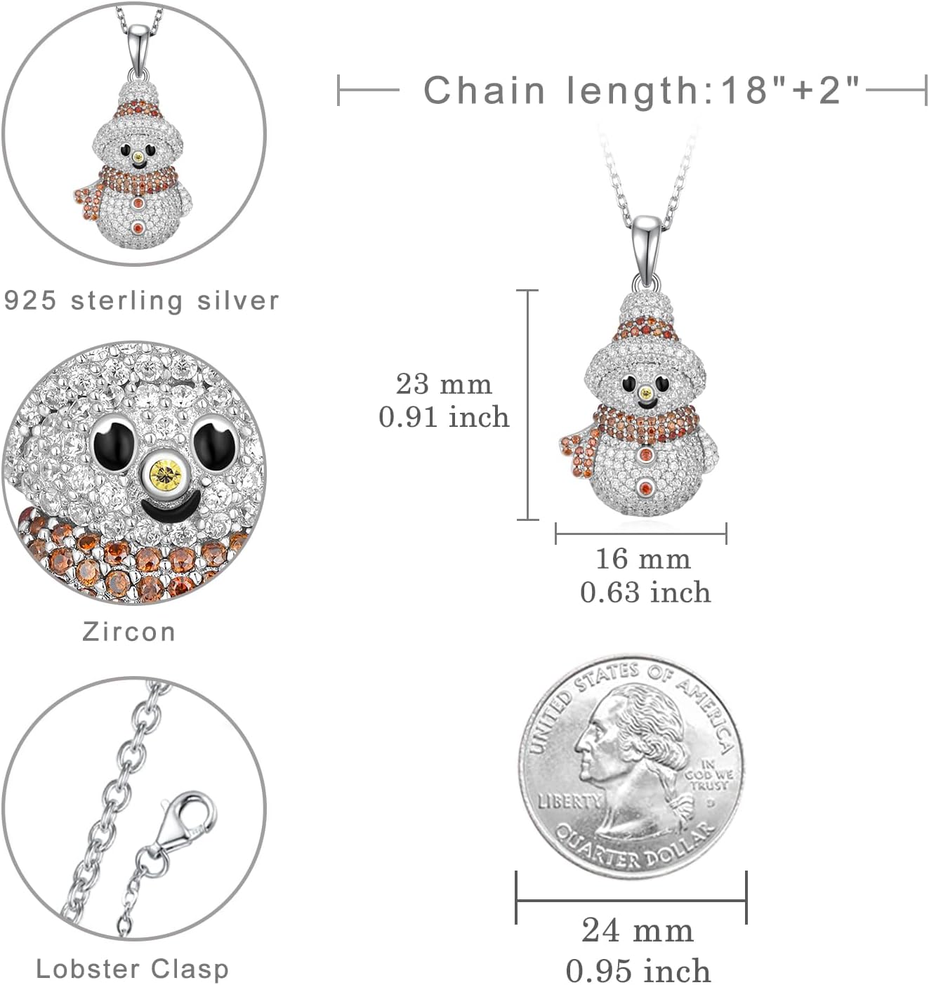 Snowman Necklace Gifts S925 Sterling Silver Christmas Gifts for Women Christmas Jewelry for Women Birthday Gifts - Image 7