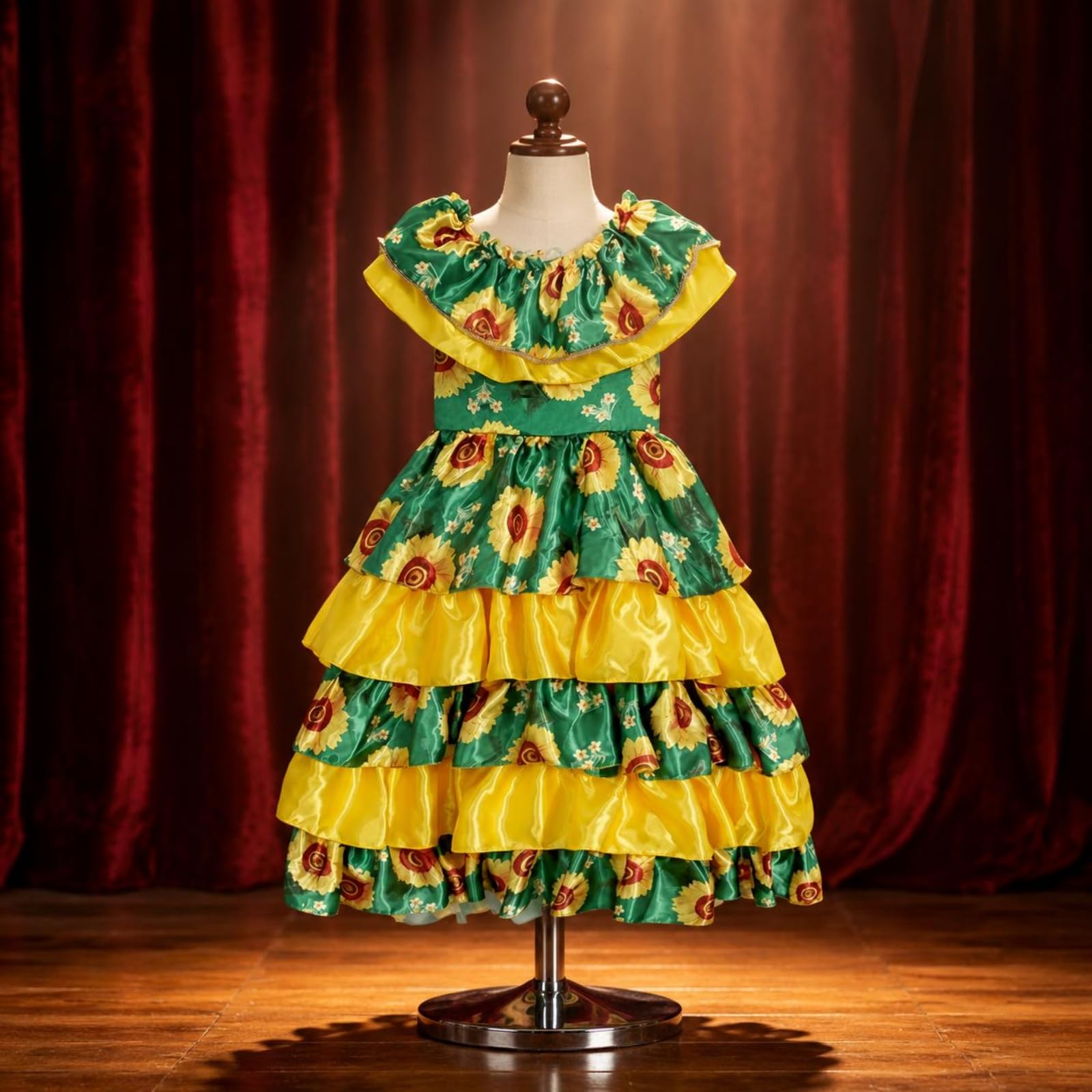Vestido de Disfraz Infantil Vestido Traje Diseño Retro con Colores Contrastados y Caída con Movimiento Adecuado para Niñas de 3–8 Años en