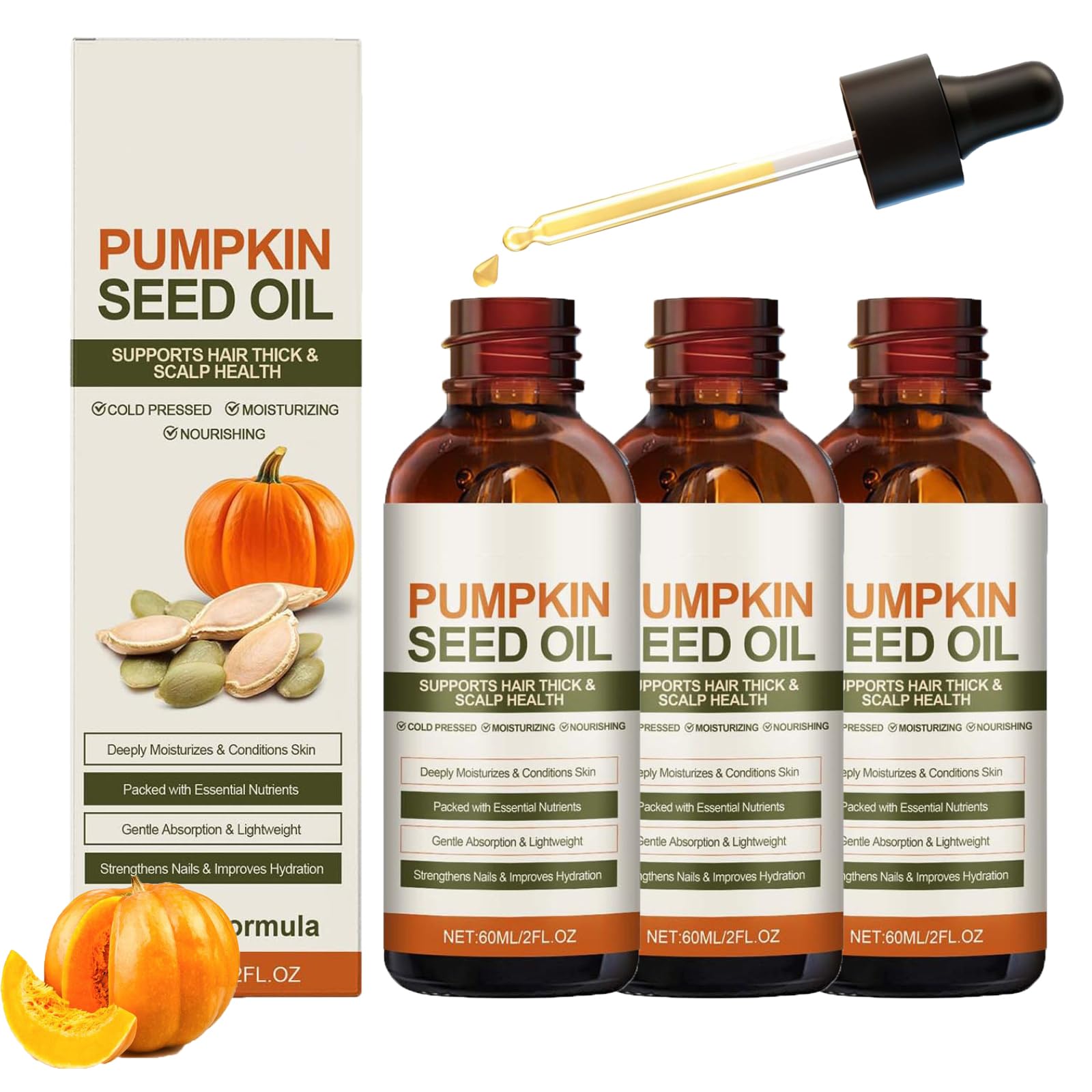 Pumpkin Seed Oil 100% czysty olejek z pestek dyni, do nawilżania i naprawy suchych, zniszczonych włosów, stymuluje wzrost włosów i zapobiega wypadaniu włosów (3)