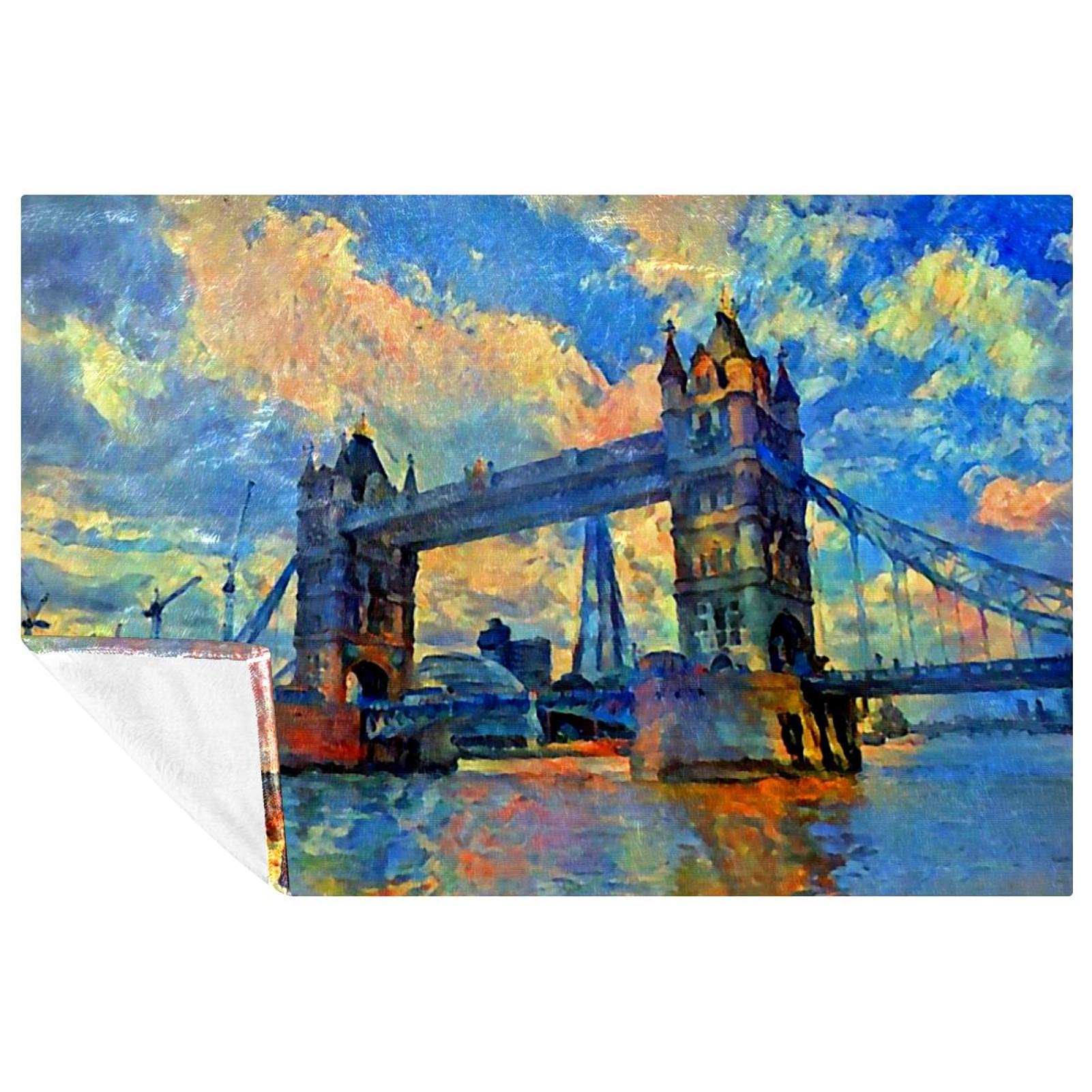 Couverture Tower Bridge de Londres en polaire douce pour lit et canapé, 150x100 cm