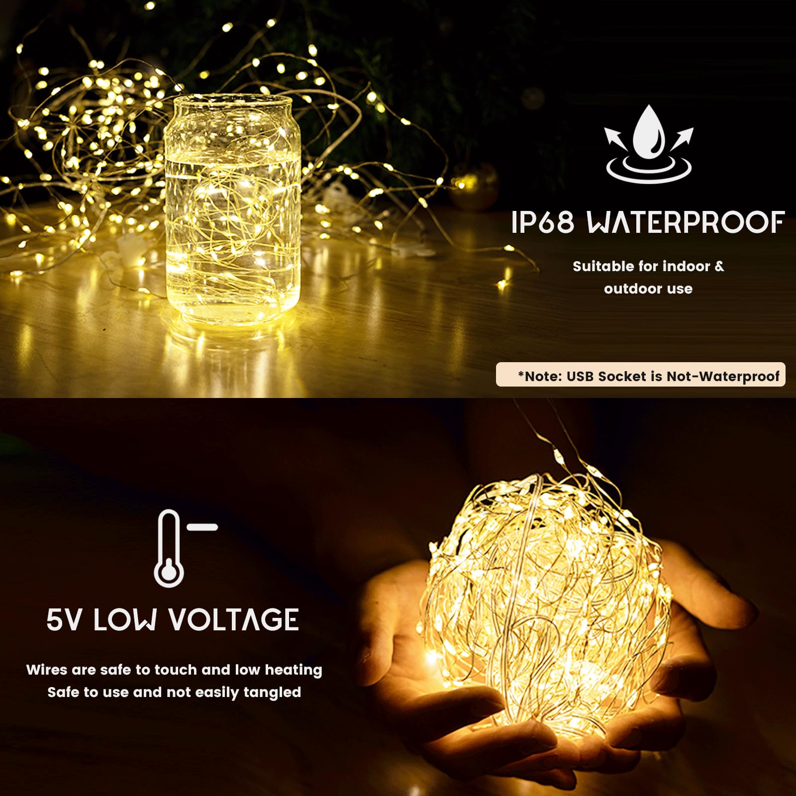 Rideau lumineux pour chambre à coucher, 2,9 x 2,9 m, rideau lumineux avec télécommande, 300 LED, 8 modes clignotants, prise USB pour toile de fond, fenêtre, mur, intérieur et extérieur (blanc