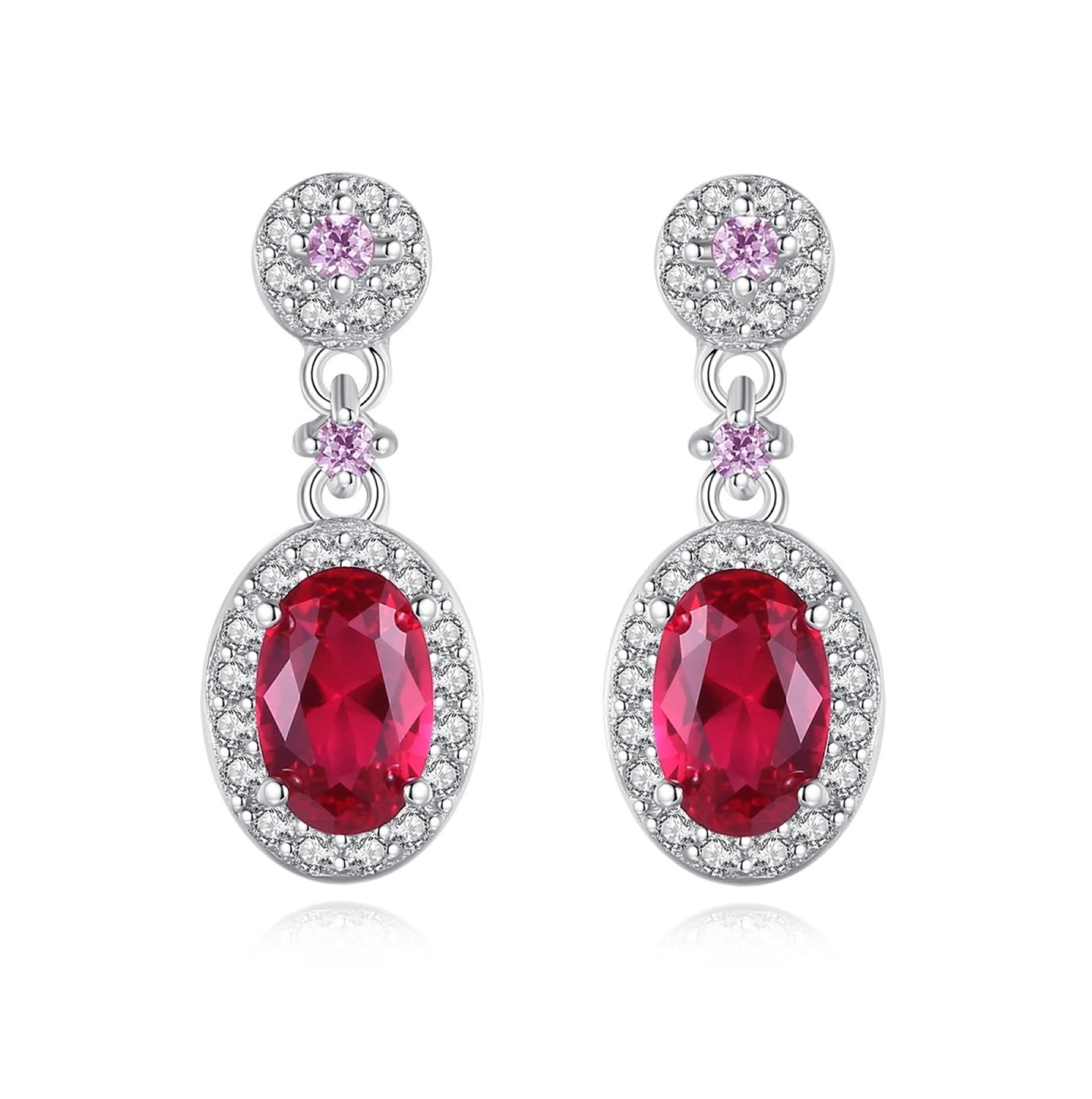 Orecchini pendenti da donna orecchini spinello rosso e zirconi cubici in argento sterling 925 gemma sintetica per donne ragazze
