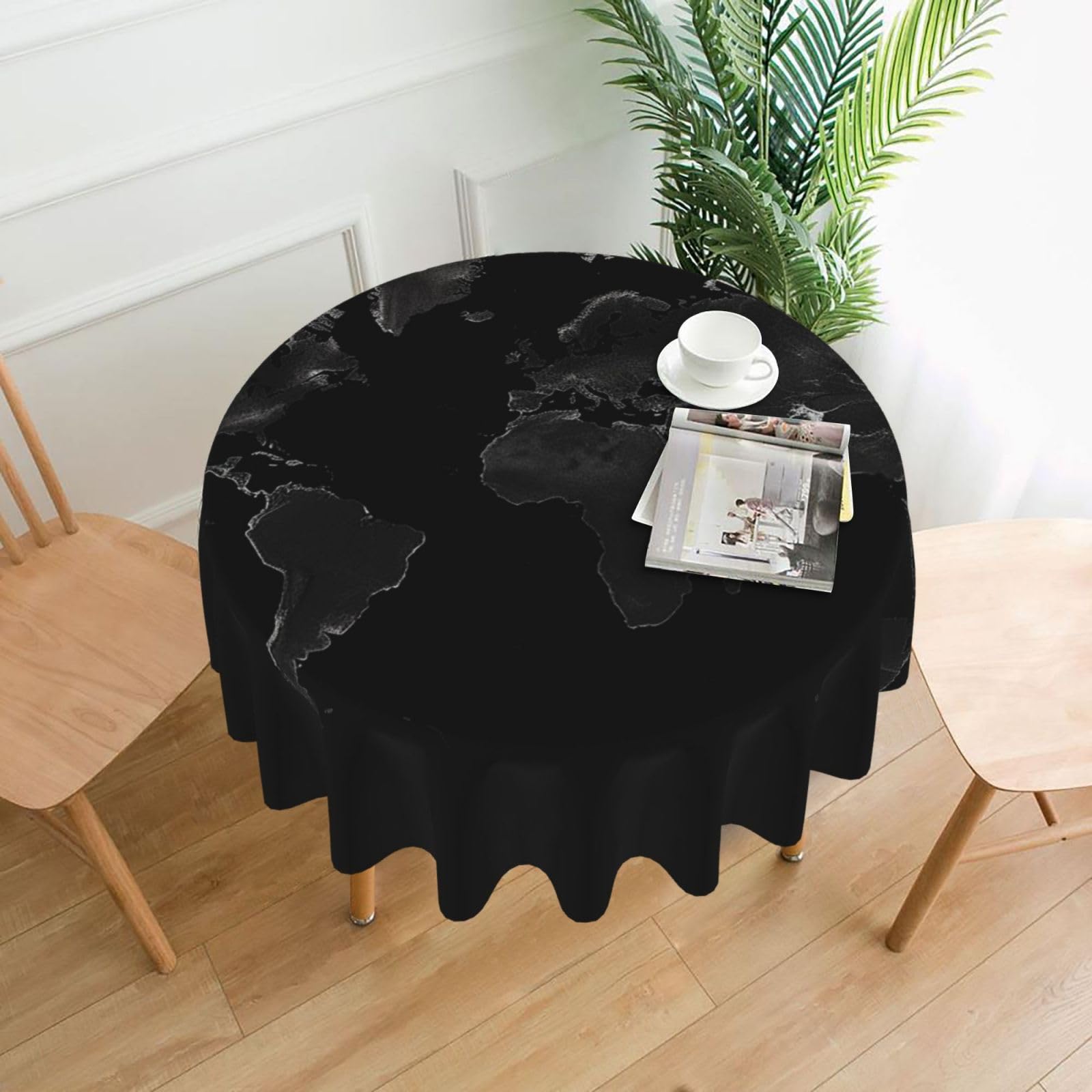 Nappe ronde noire de 152,4 cm pour pique-nique en plein air et fête d'été