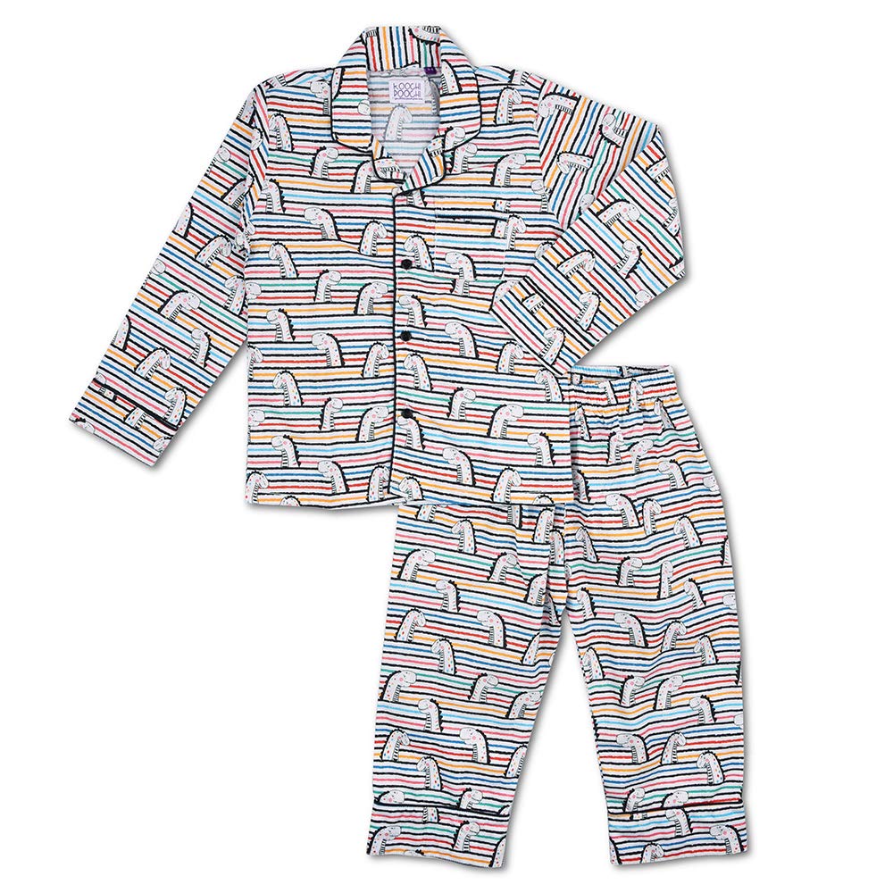 Koochi Poochi Kids Toddlers 100 Cotton Full Sleeves Stripped Dino