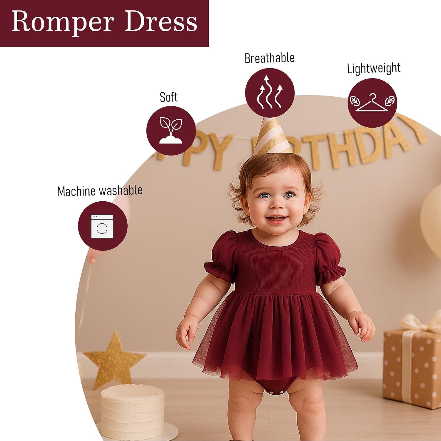 Newborn Baby Girl Romper Dress Ruffle Short Sleeve Solid Casual Tulle Dresses Baby Girl Clothes for Girls 0-24Months