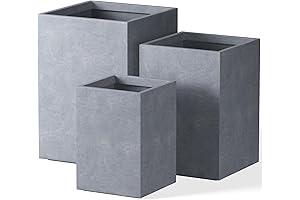 Kante Outdoor Patio Planters - Sleek Slate Gray Rectangular Concrete Planter Set of 3