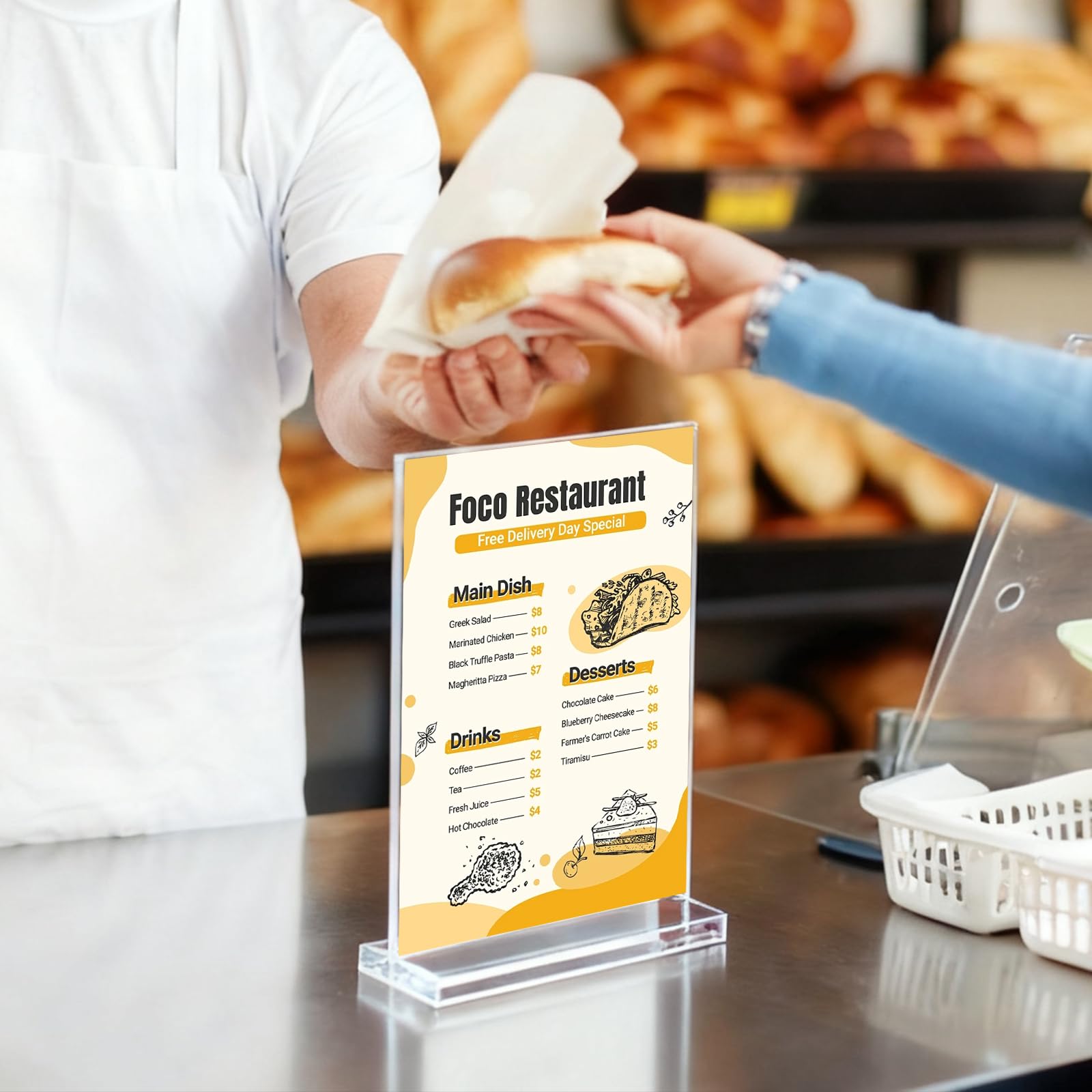 HFDONGL 8 Stück Tischaufsteller A6 Acryl Aufsteller Menükartenhalter Preisschilder Aufsteller A6 T-Ständer Tischkartenhalter für Büro Restaurant Cafe Shop Hochzeit