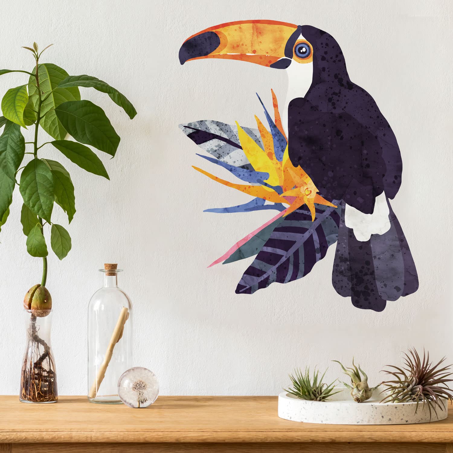 Stickerscape Multi Jungle Toucan Wall Sticker (Regular) | Jungle Wall Stickers For A Children's Bedroom Or Nursery | Easy To Apply And Cleanly Removable