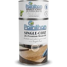 Single-Coat 2K Wood Oil with Accelerator Zero VOC, Fast Drying, Interior Wood Oil for Furniture, Floors & Wooden Surfaces Clear 1.3L Set