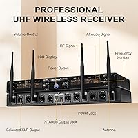 Vista 5 de Sistema de micrófono inalámbrico de 8 canales, juego de micrófono inalámbrico UHF de 500MHz con 8x5 frecuencias, rango de 240 pies, micrófono