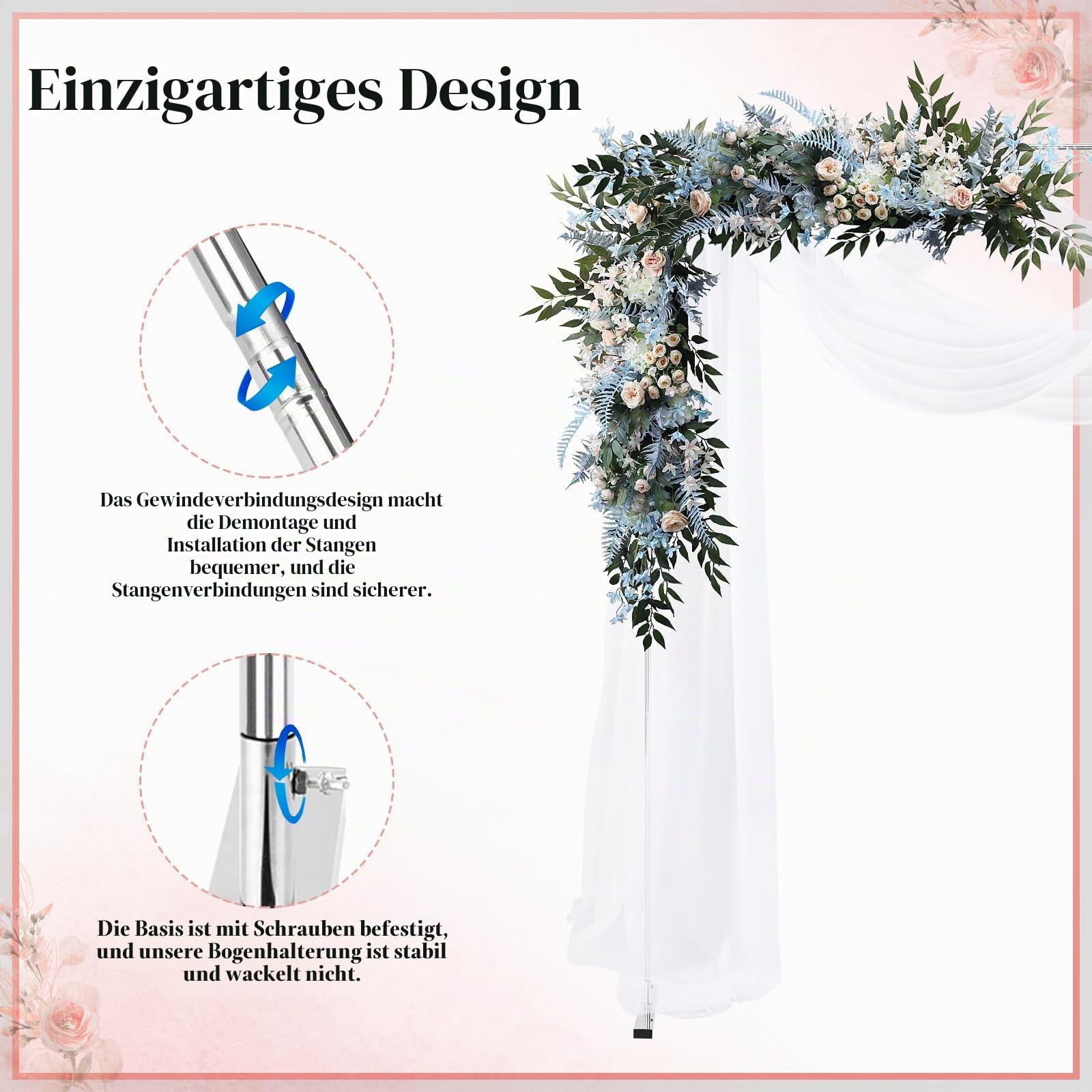 SANLIKE Metall Ballonbogen Kit für Hochzeits Feierdekorationen | Stabiler Metallrahmen, leicht aufzubauen, elegante Festdekoration, geeignet für Hochzeiten und Geburtstage