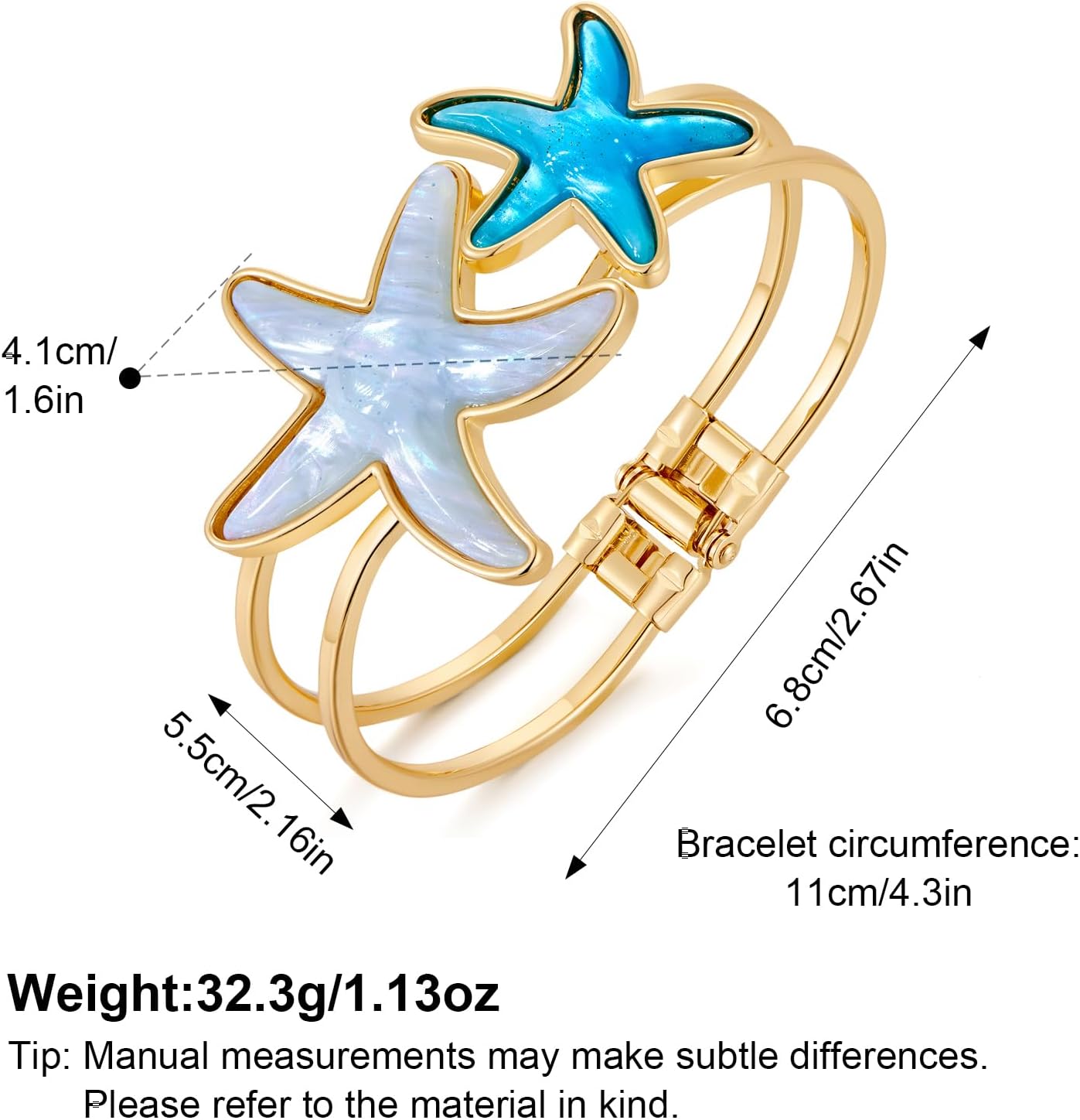 MUYAN Blue Ocean Style Bangle Bracelet for Women Gold Plated Statement Bracelet Boho Holiday Jewelry - Image 6