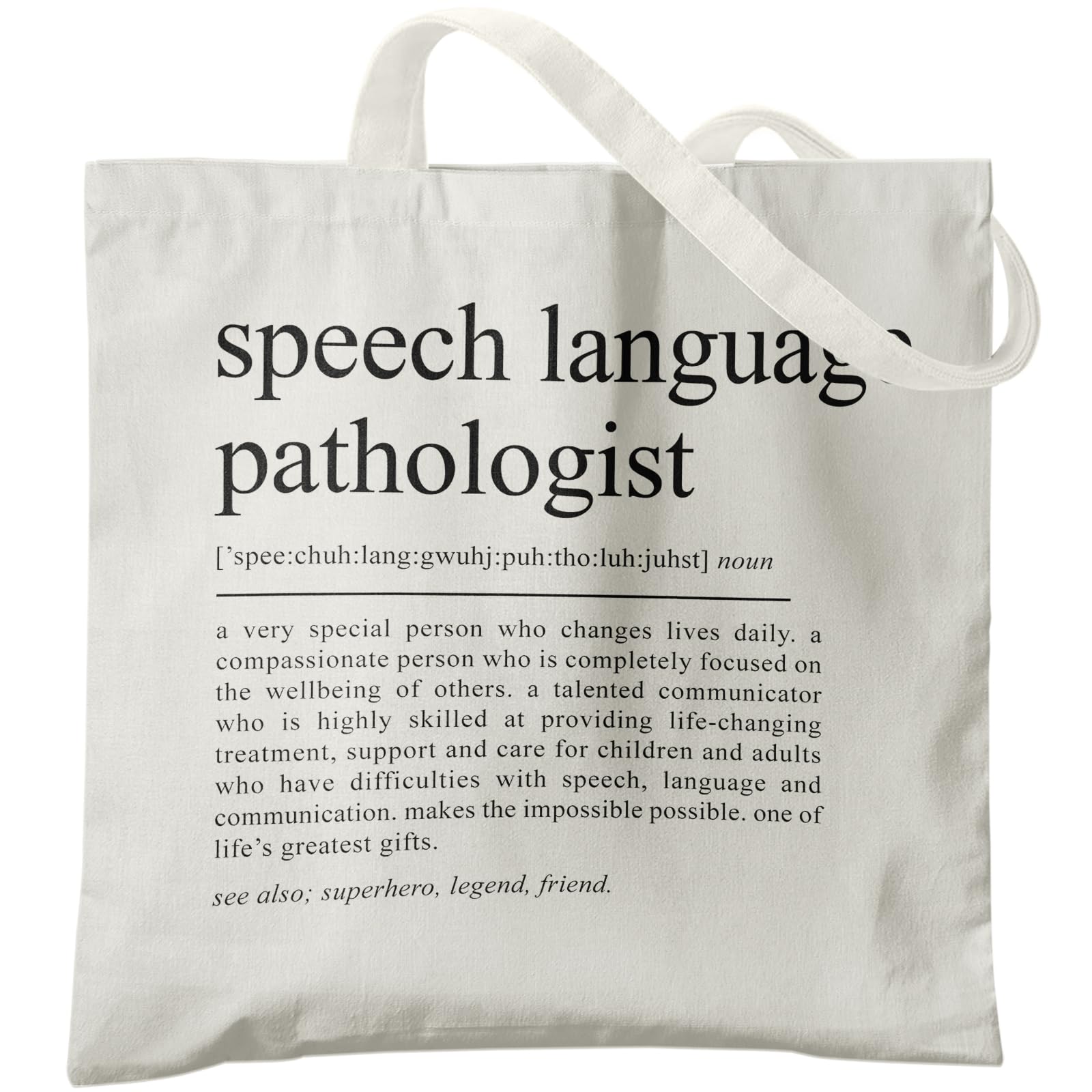 Veqzc Speech Language Pathologist Canvas Tote Bag, Speech Therapy Gifts, Speech Language Pathologist Gifts, SLP Gifts, Speech Therapist Appreciation Gifts, Reusable Grocery Bags Shopping Bags