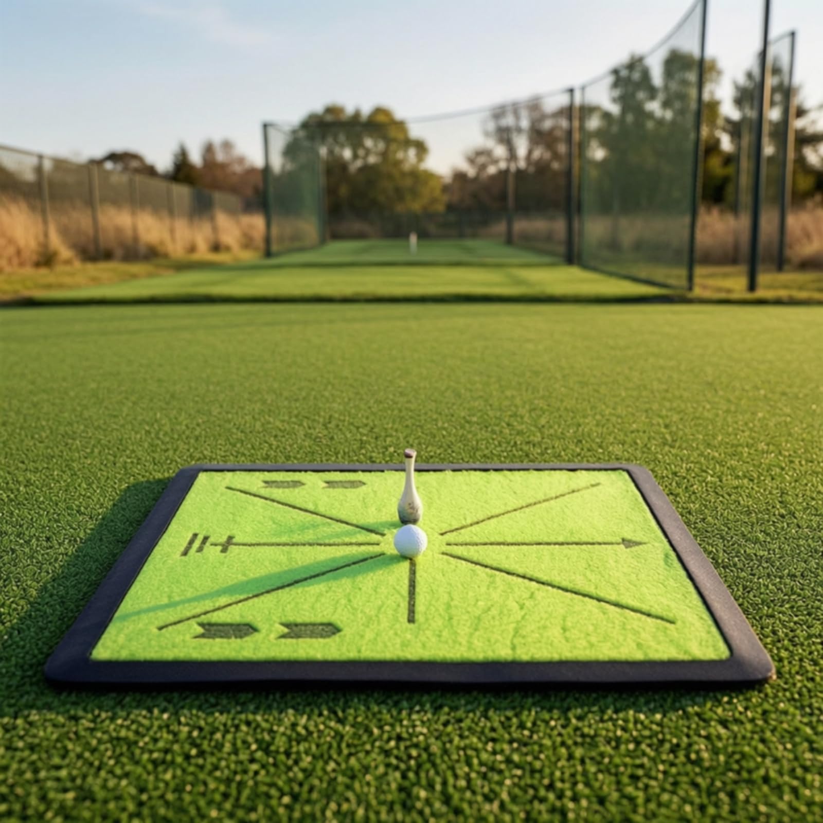 Tappetino da Golf Bicolore Attrezzatura, Tappetino In Velluto Verde Con Base Nera E Linee Di Traiettoria Nere