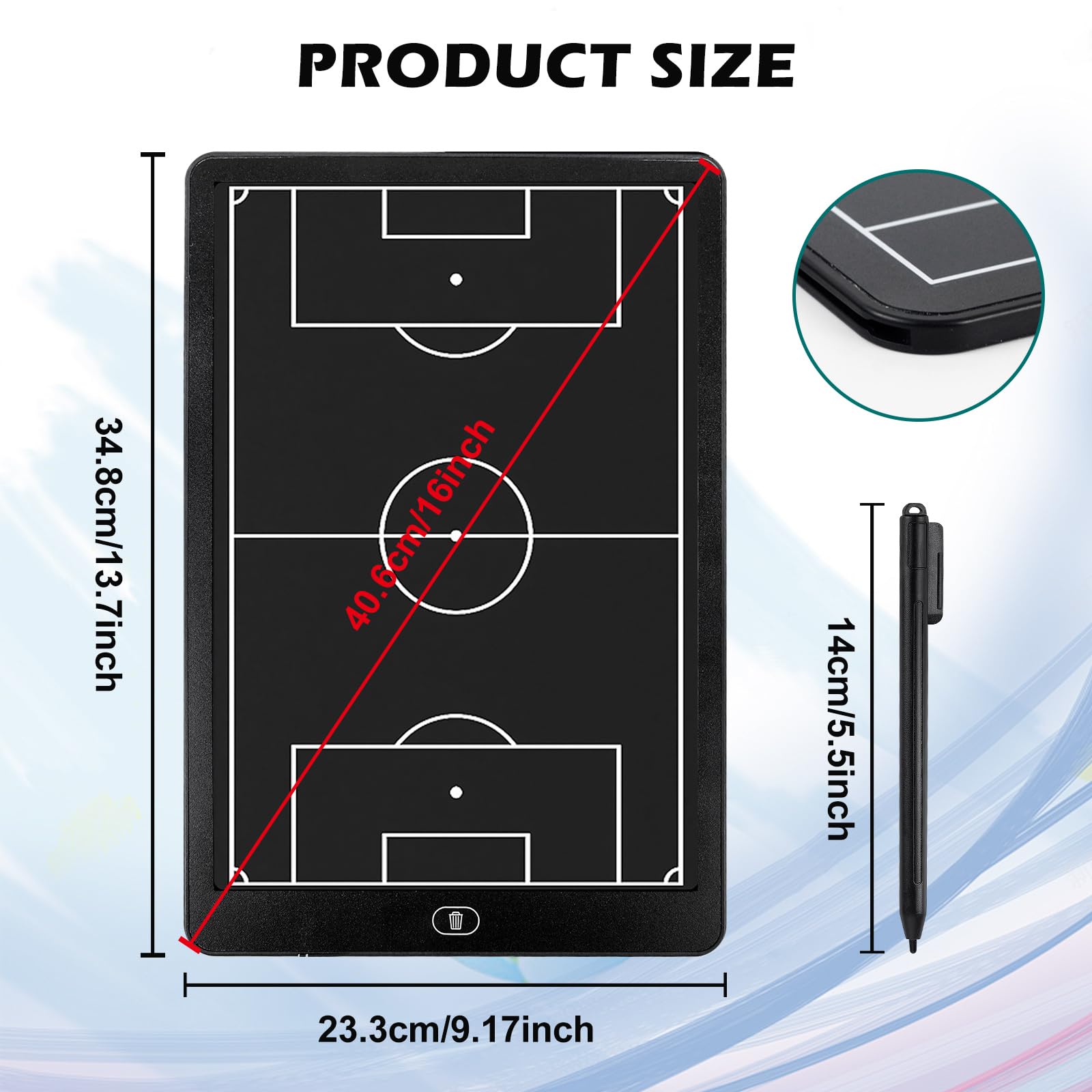 BORDEAG Lavagna Tattica Da Calcio, 40.6 Cm Lavagna Tattica Calcio, Lavagna Magnetica Calcio, Lavagnetta Tattica Calcio Per Organizzazione Giocatori Tattiche E Strategie