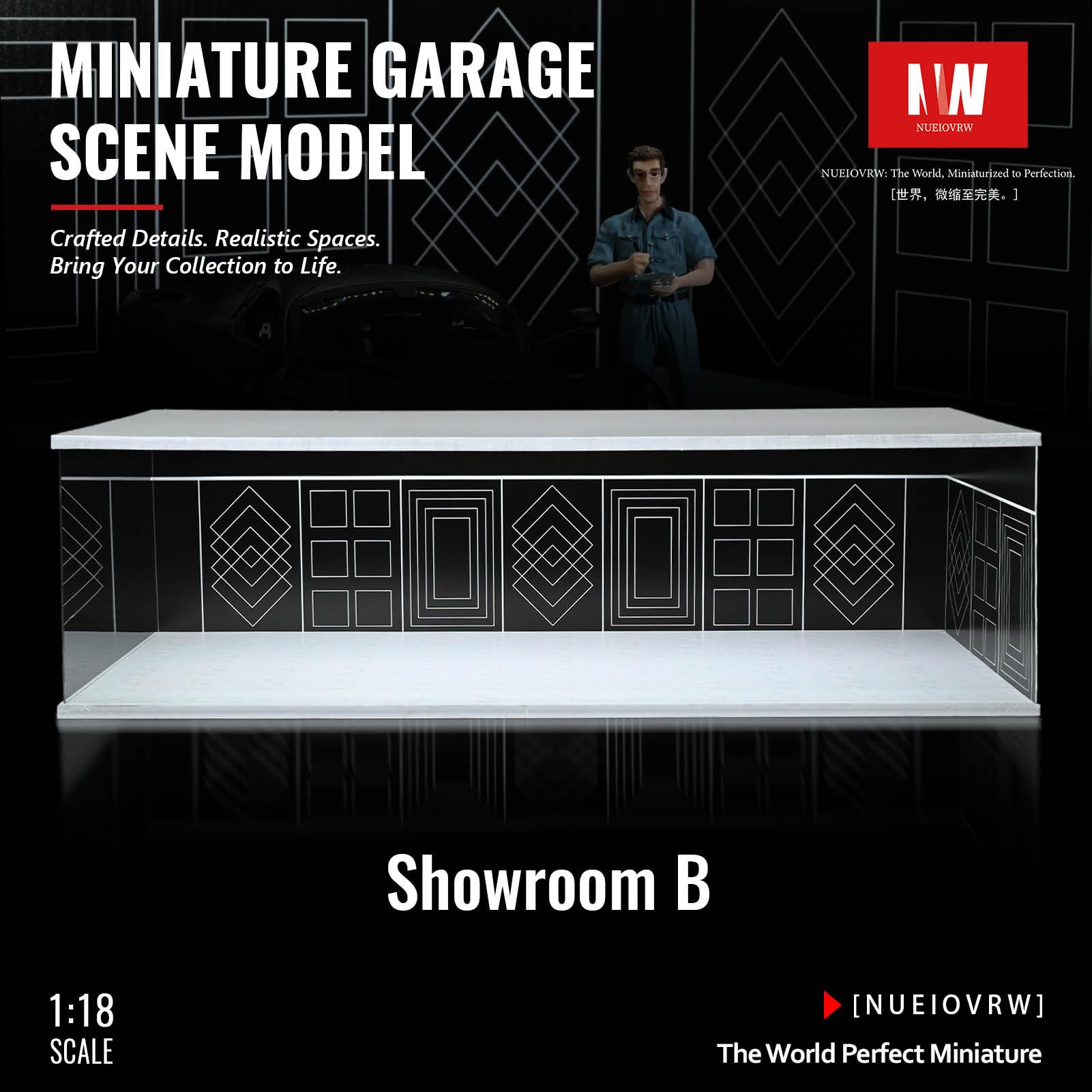 Amazon.co.jp: NUEIOVRW 1/64 1/43 1/18 ジオラマ ガレージ 3色調光LED