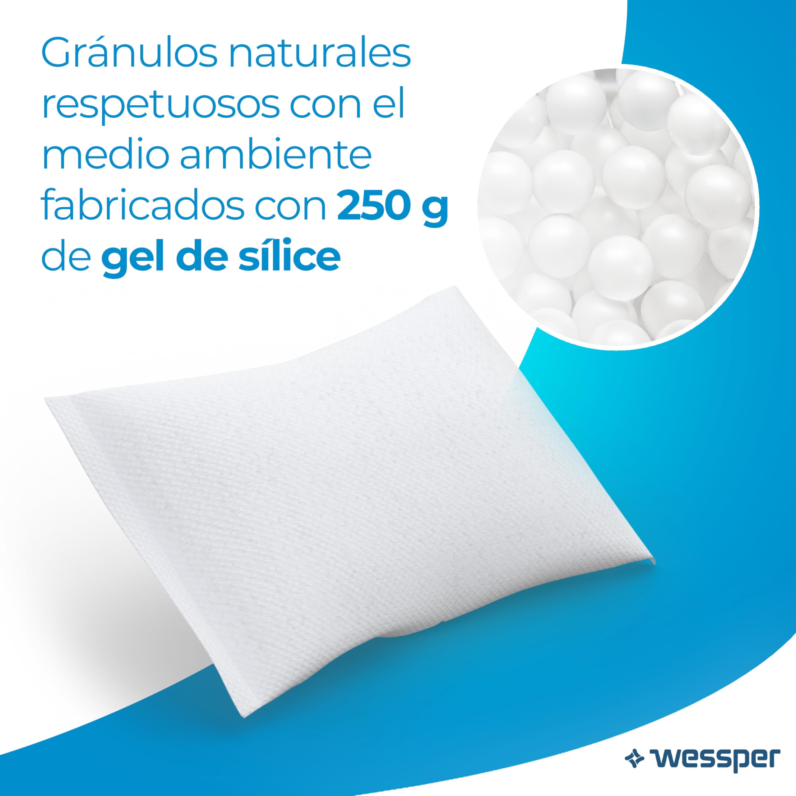 Wessper deshumidificador, anti humedades granulado 250g, para todos los deshumificador, deshumidificador humedad casa, sin electricidad - 10 piezas