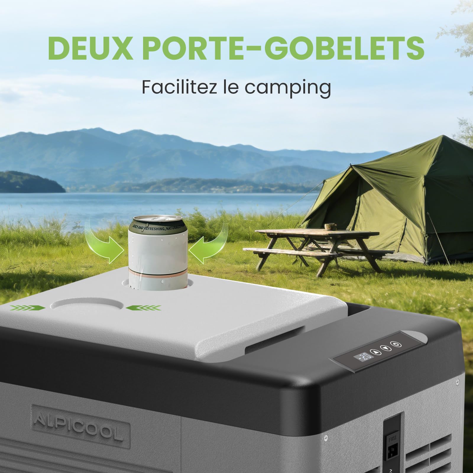 Alpicool CL9 Réfrigérateur de Voiture 9L, Portable Glacière à Compression Neuve 2026, 12V/24V Réfrigérateur Frigo Voiture pour Camion, Camping, RV, Voyage en Voiture, Pique-Nique, -20℃-20℃