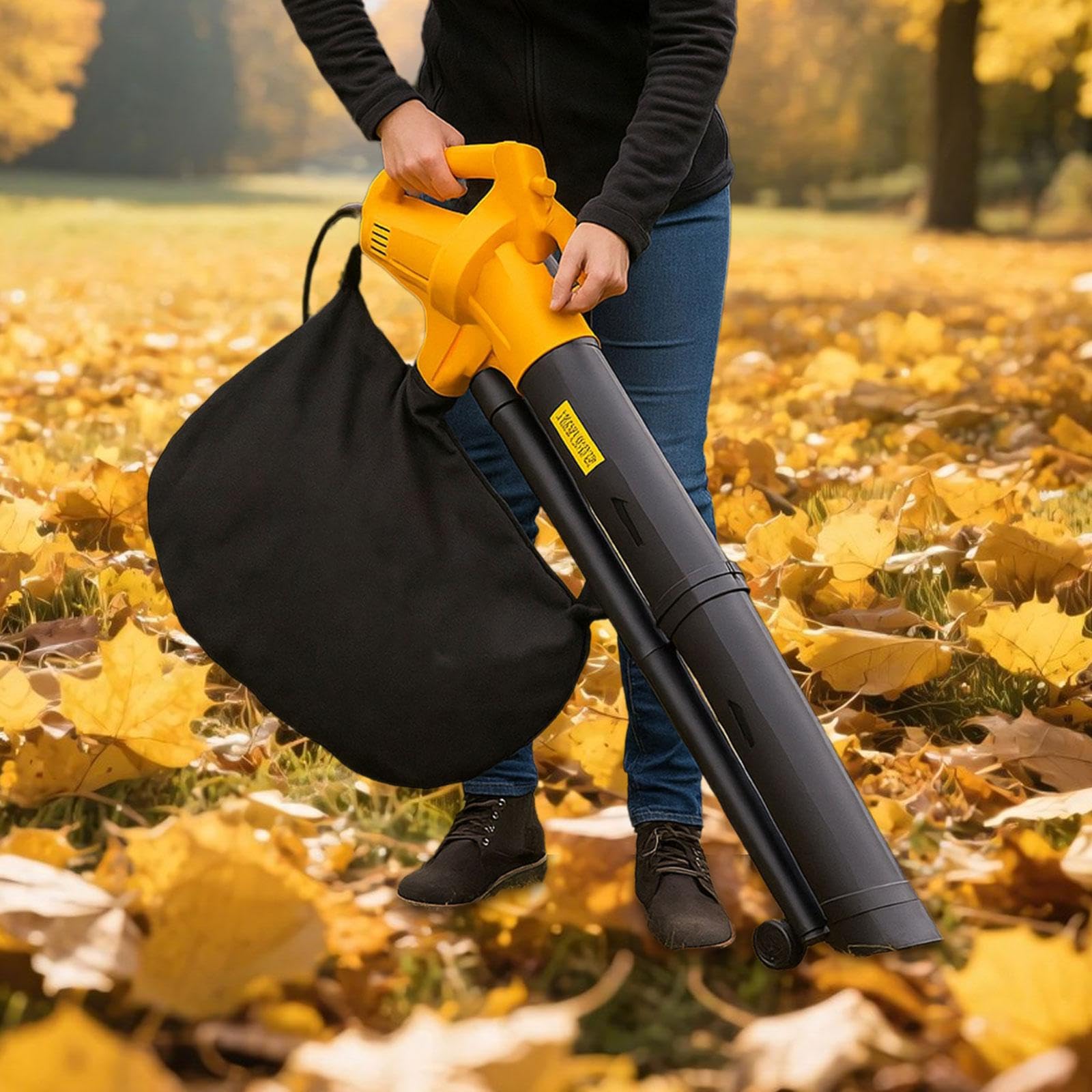 Soplador de Hojas Eléctrico Manual con Potente Ventilador Y Bolsa Recolectora Grande Función Trituradora Y Aspiradora Adecuado para Limpiar Patios Cés